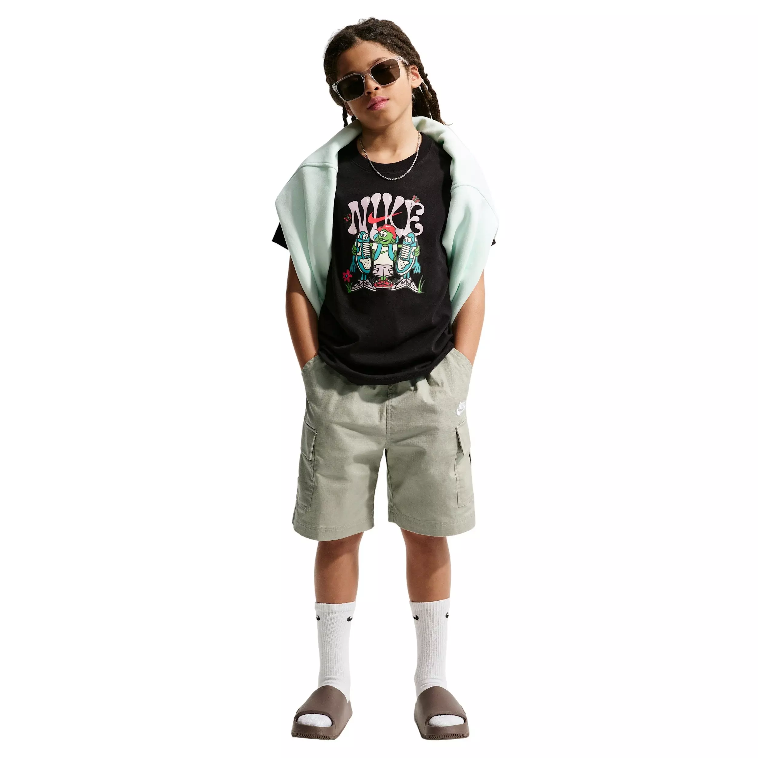 Nike Big Kids' Sportswear Club Woven Cargo Shorts - Light Green - LIGHT GREEN