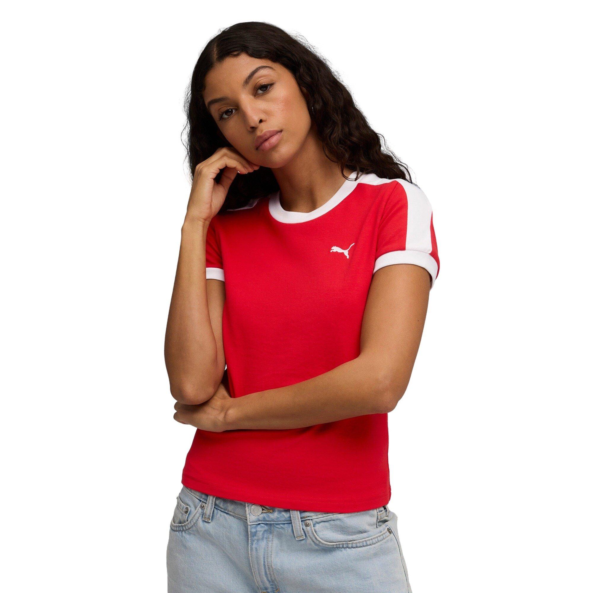 PUMA Women's T7 Slim Tee -Red - RED Thumbnail View 1