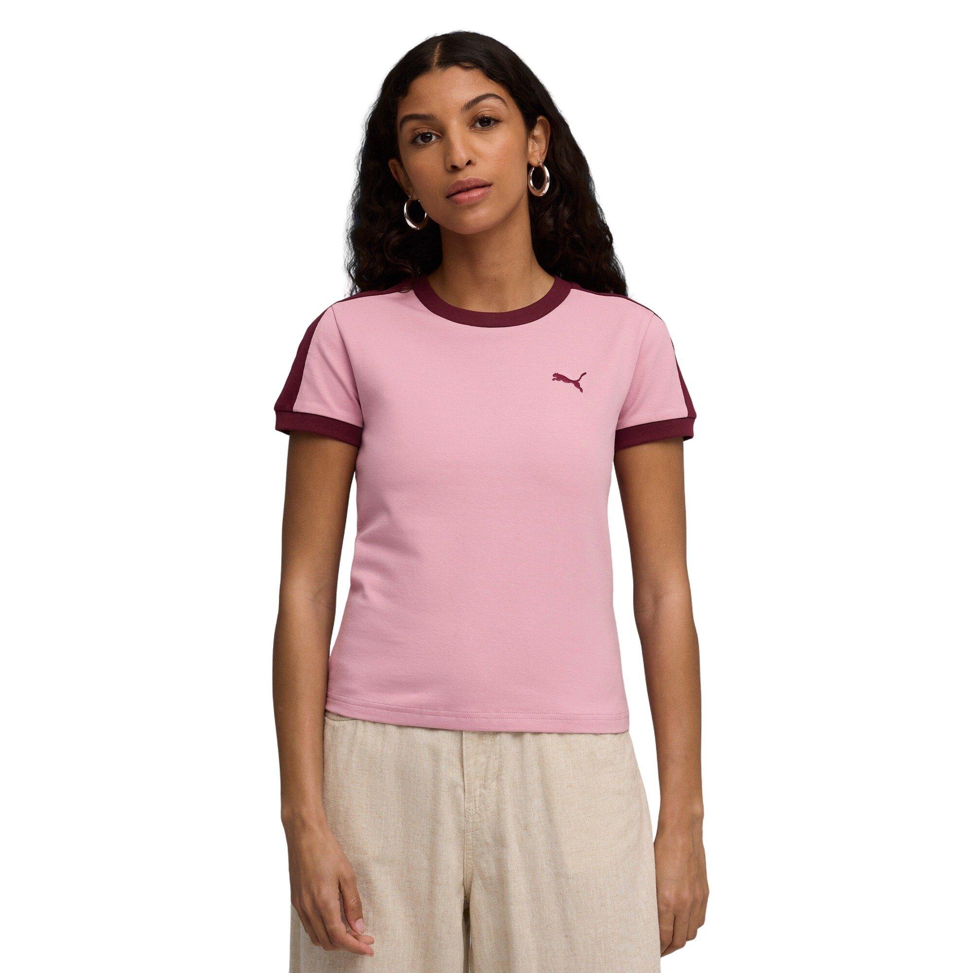 PUMA Women's T7 Slim Tee -Pink - PINK Thumbnail View 1