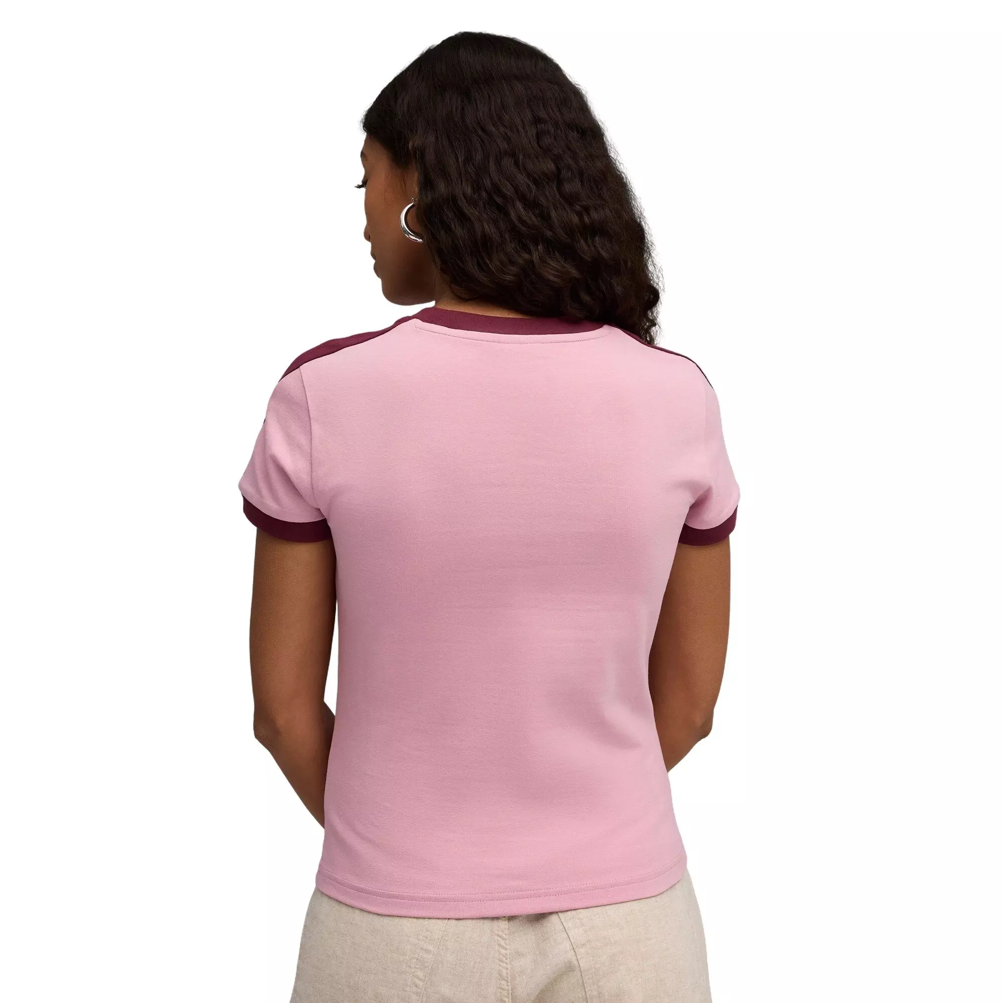 PUMA Women's T7 Slim Tee -Pink - PINK