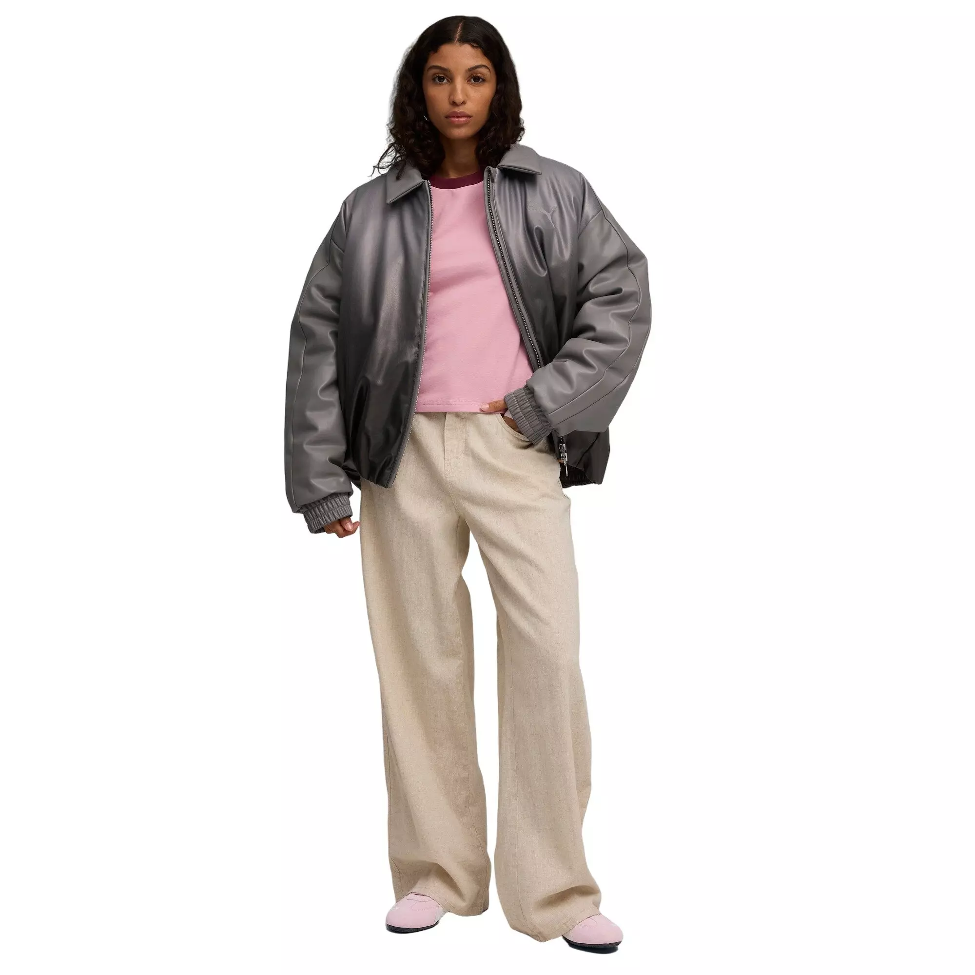 PUMA Women's T7 Slim Tee -Pink - PINK