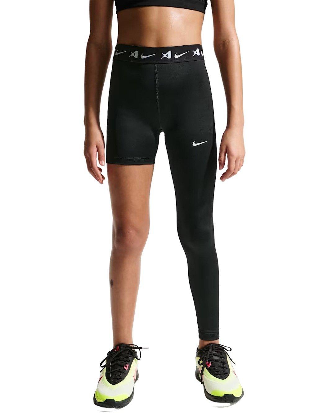 A'ja Wilson Big Girls' A'symmetric Mid-Rise Single-Leg Basketball Leggings - Black - BLACK Thumbnail View 1