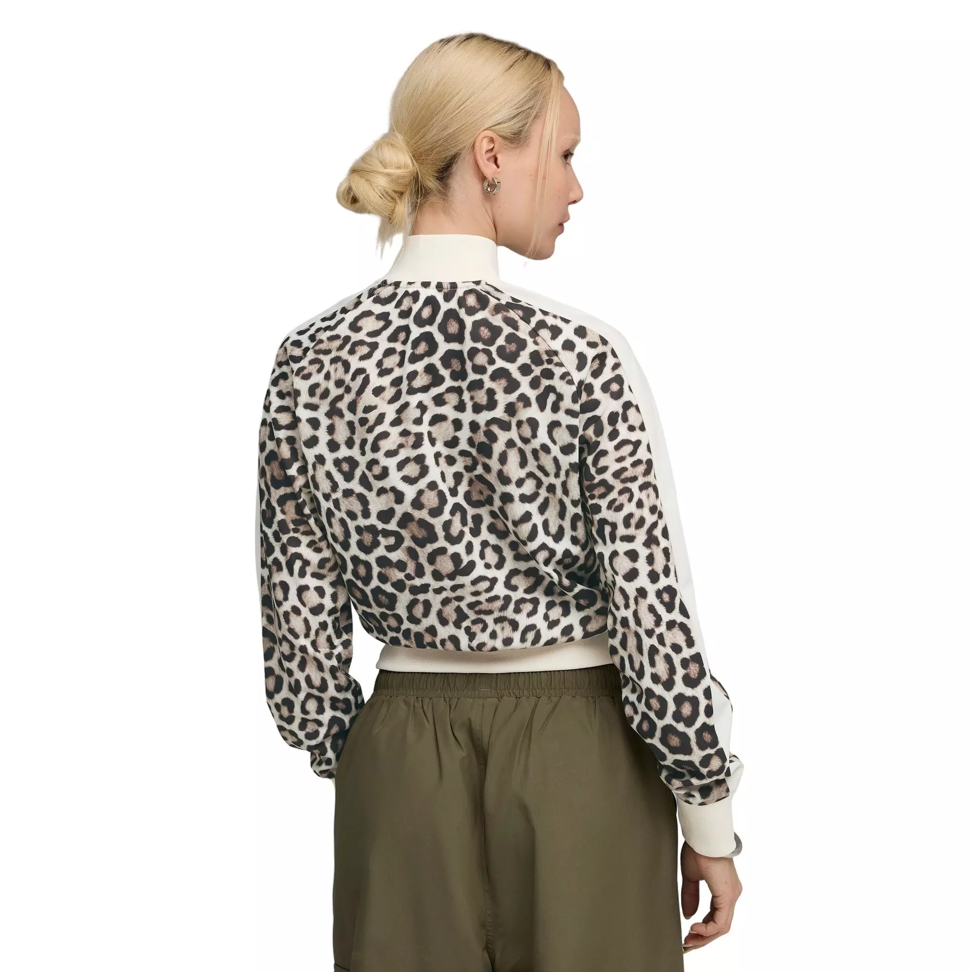 PUMA Women's T7 LEO LUX All-Over Print Short Track Jacket - White/Brown - WHITE/BROWN