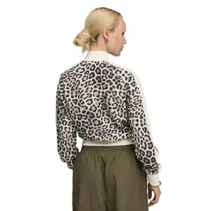 PUMA Women's T7 LEO LUX All-Over Print Short Track Jacket -White/Brown