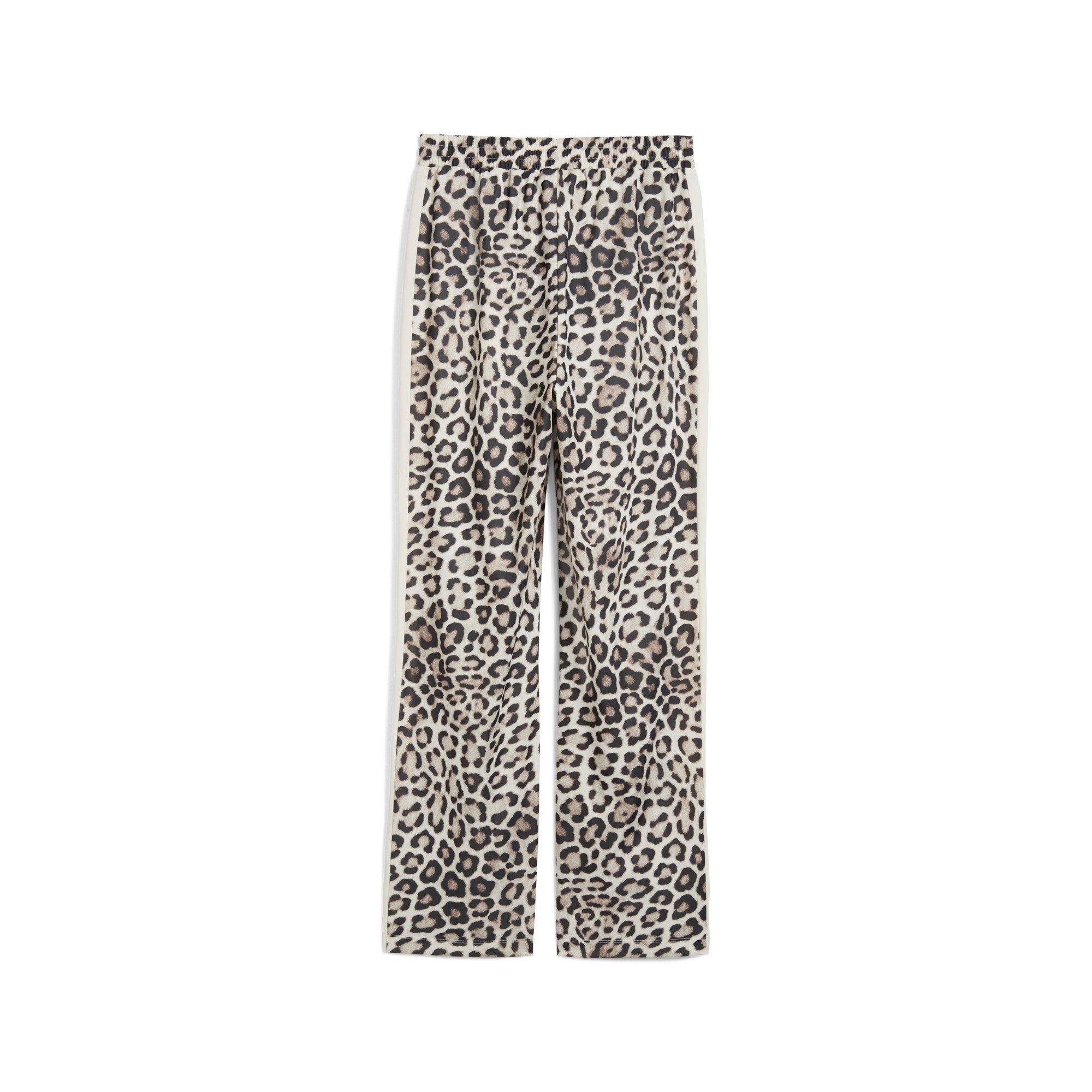 PUMA Women's T7 LEO LUXE All-Over Print Straight Pants -White/Brown - WHITE/BROWN Thumbnail View 7