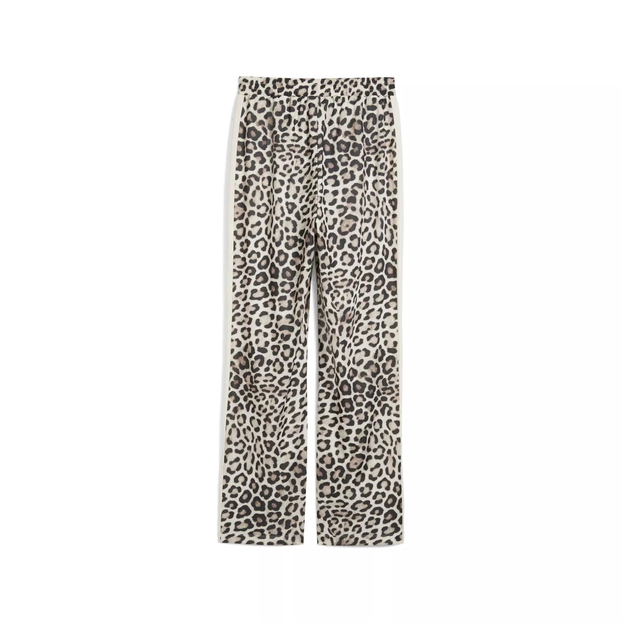 PUMA Women's T7 LEO LUXE All-Over Print Straight Pants -White/Brown - WHITE/BROWN