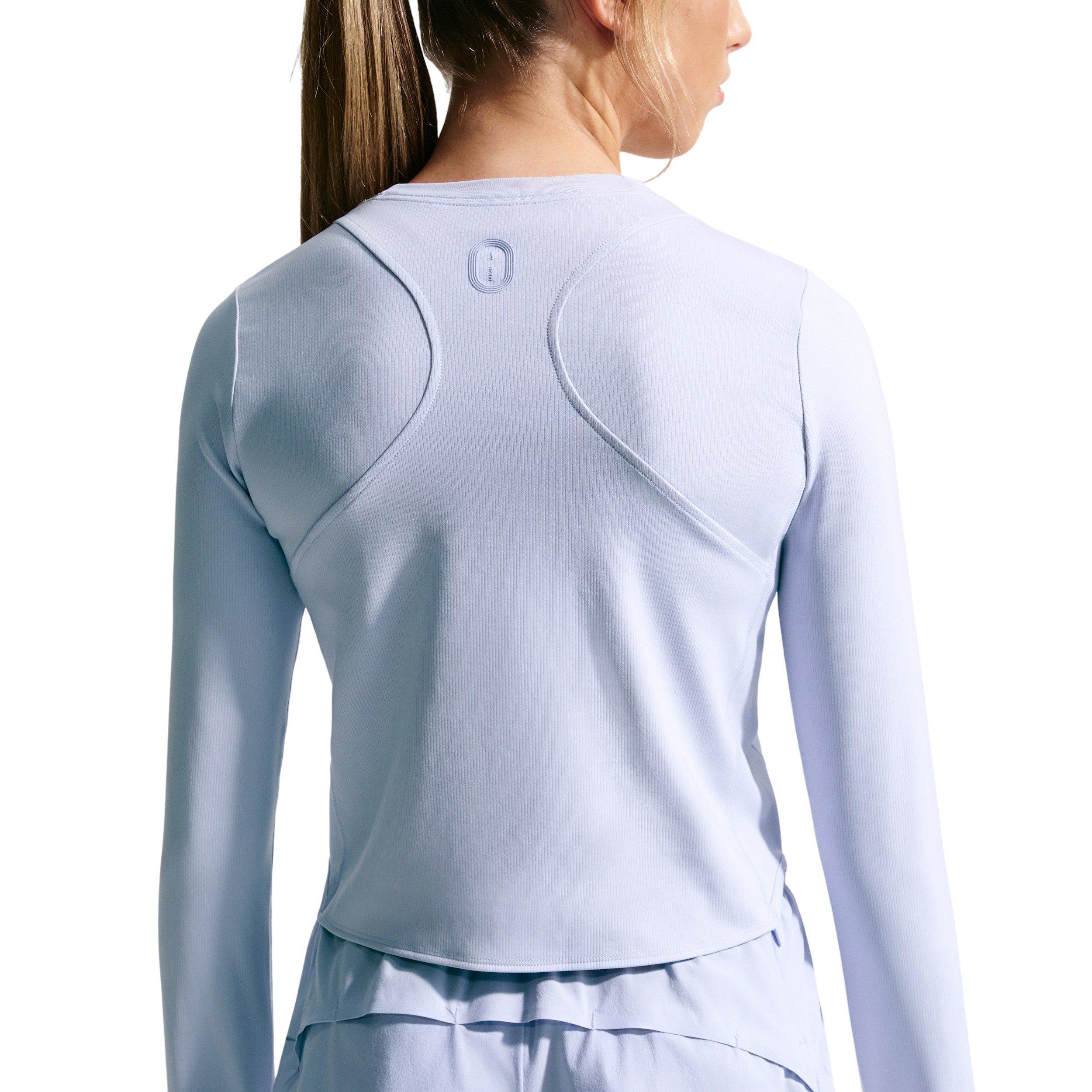 Nike Big Girls' MAVN Dri-FIT Ribbed Long Sleeve Top - Grey - GREY Thumbnail View 2