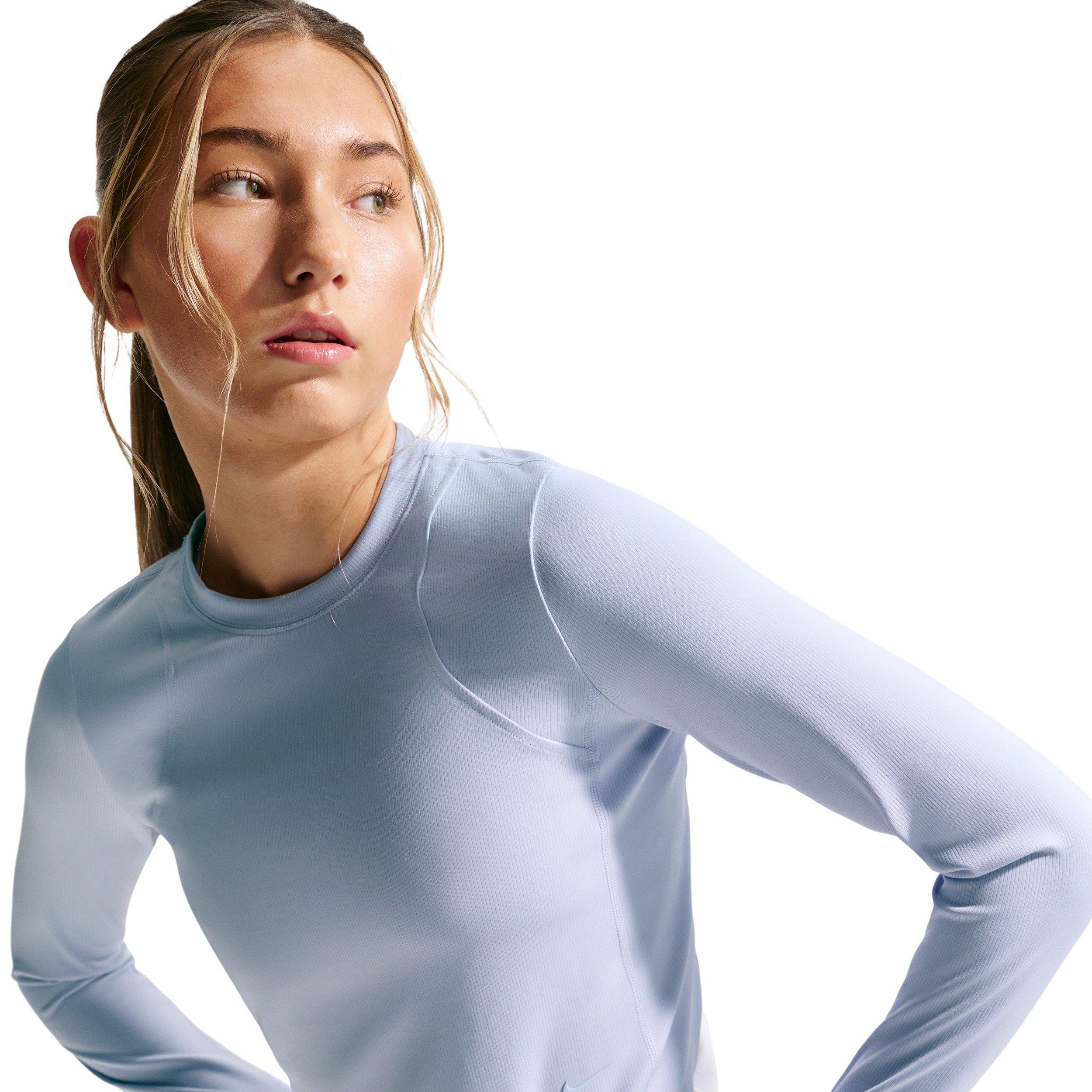 Nike Big Girls' MAVN Dri-FIT Ribbed Long Sleeve Top - Grey - GREY Thumbnail View 3