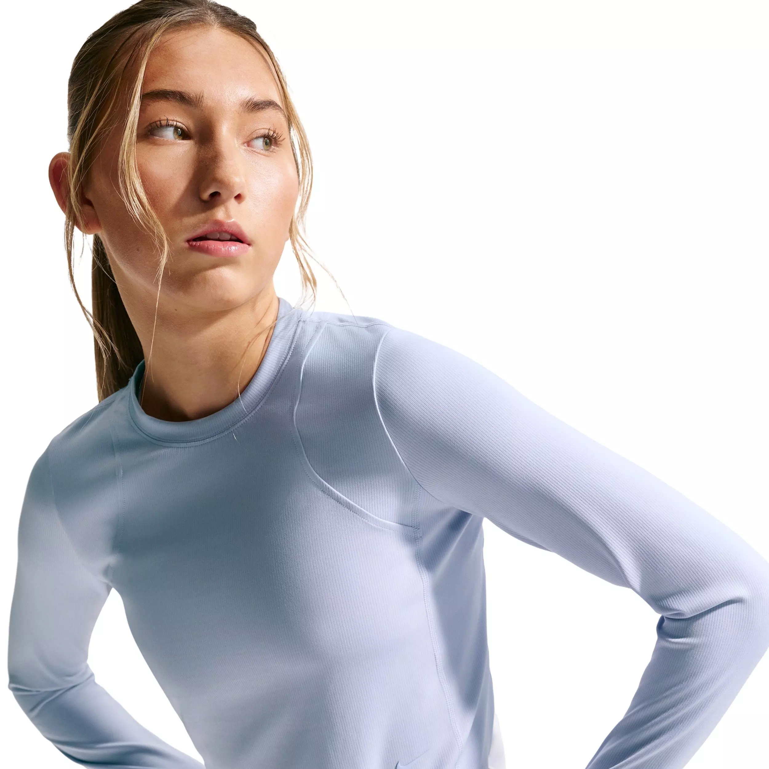 Nike Big Girls' MAVN Dri-FIT Ribbed Long Sleeve Top - Grey - GREY