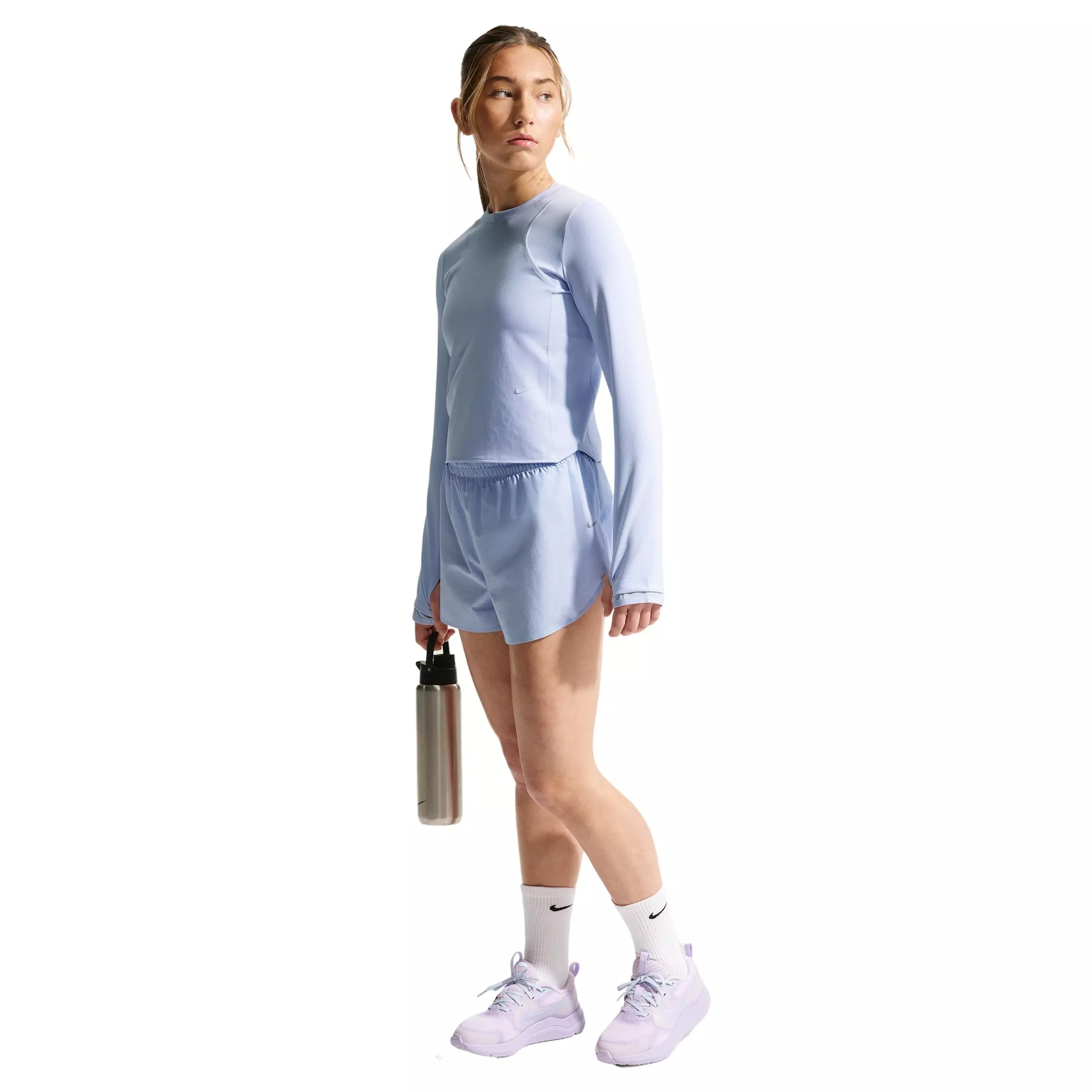 Nike Big Girls' MAVN Dri-FIT Ribbed Long Sleeve Top - Grey - GREY