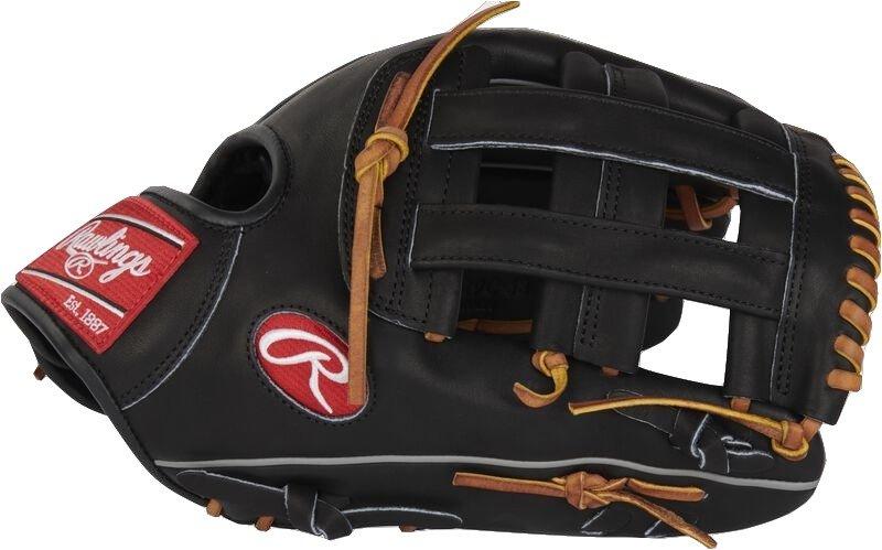 Rawlings Heart of the Hide 12.75" Outfield Baseball Glove LHT - Black - BLACK/TAN Thumbnail View 3