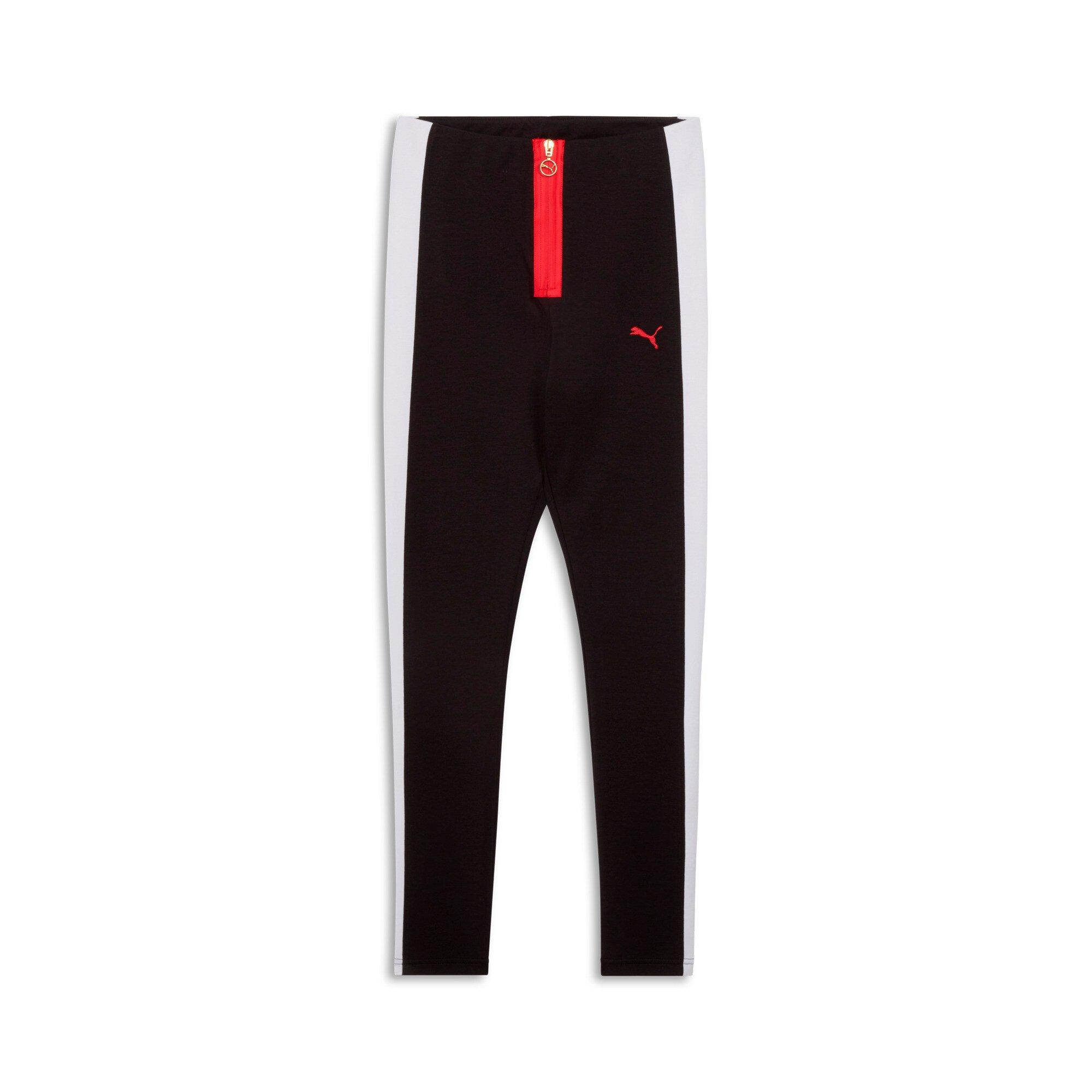 PUMA Women's T7 Zip Leggings - Black/White - BLACK/WHITE Thumbnail View 1
