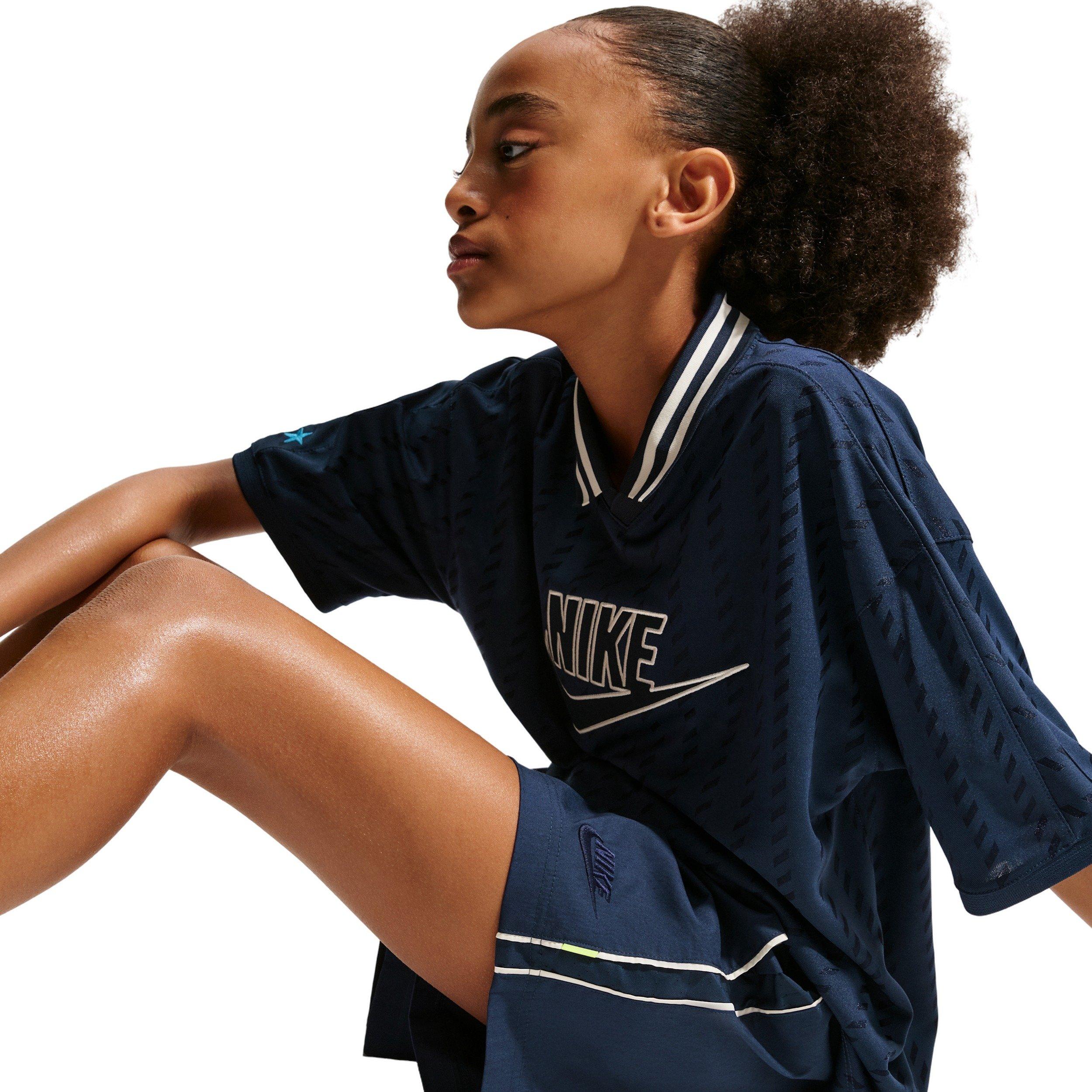 Nike Big Kids' Sportswear Woven Shorts - Navy/White - NAVY/WHITE Thumbnail View 7