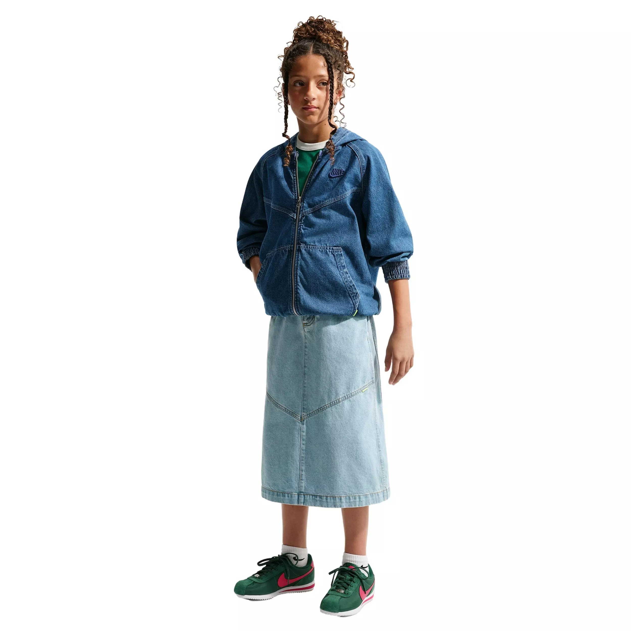 Nike Big Girls' Sportswear Denim Midi Skirt - Lt Blue - LT BLUE