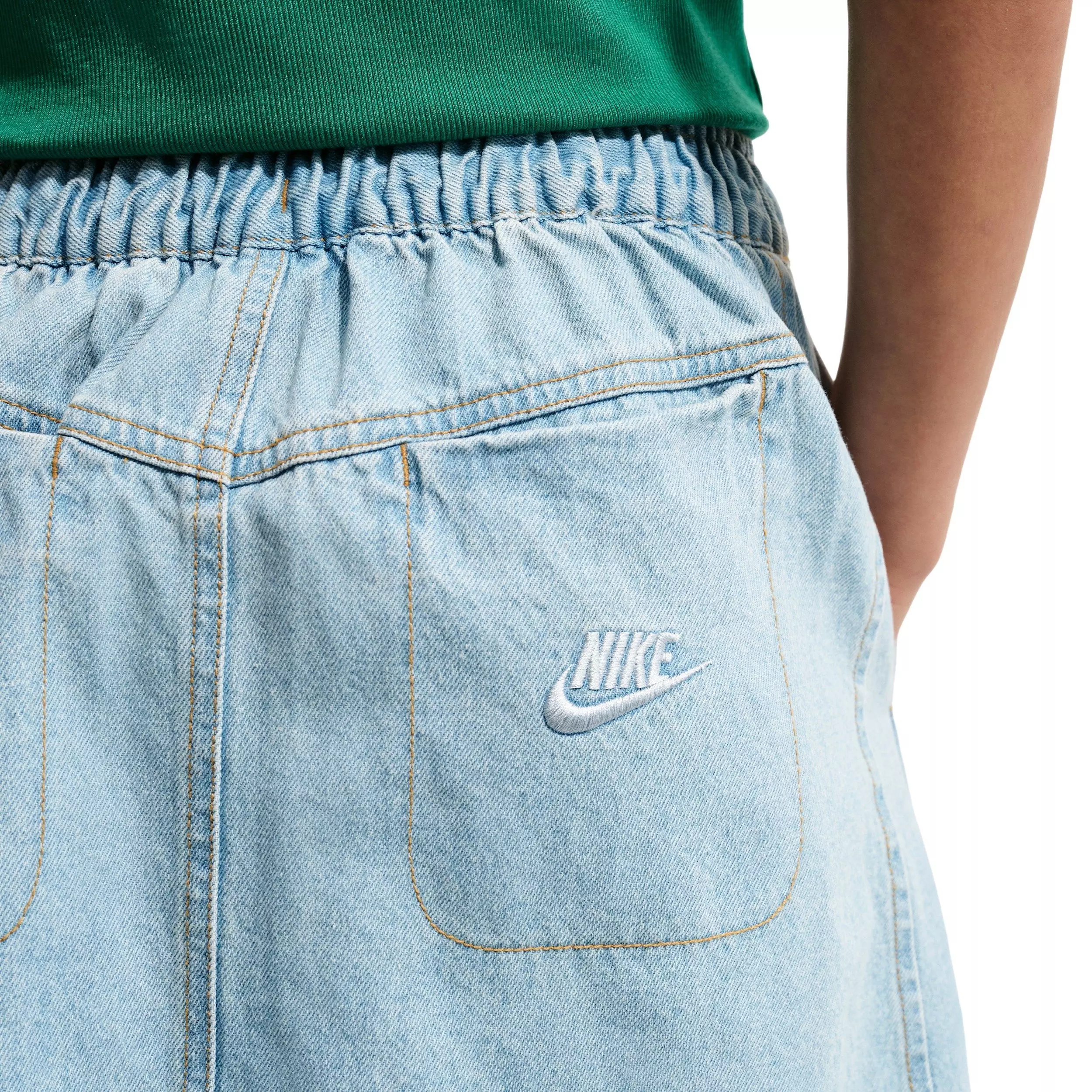 Nike Big Girls' Sportswear Denim Midi Skirt - Lt Blue - LT BLUE