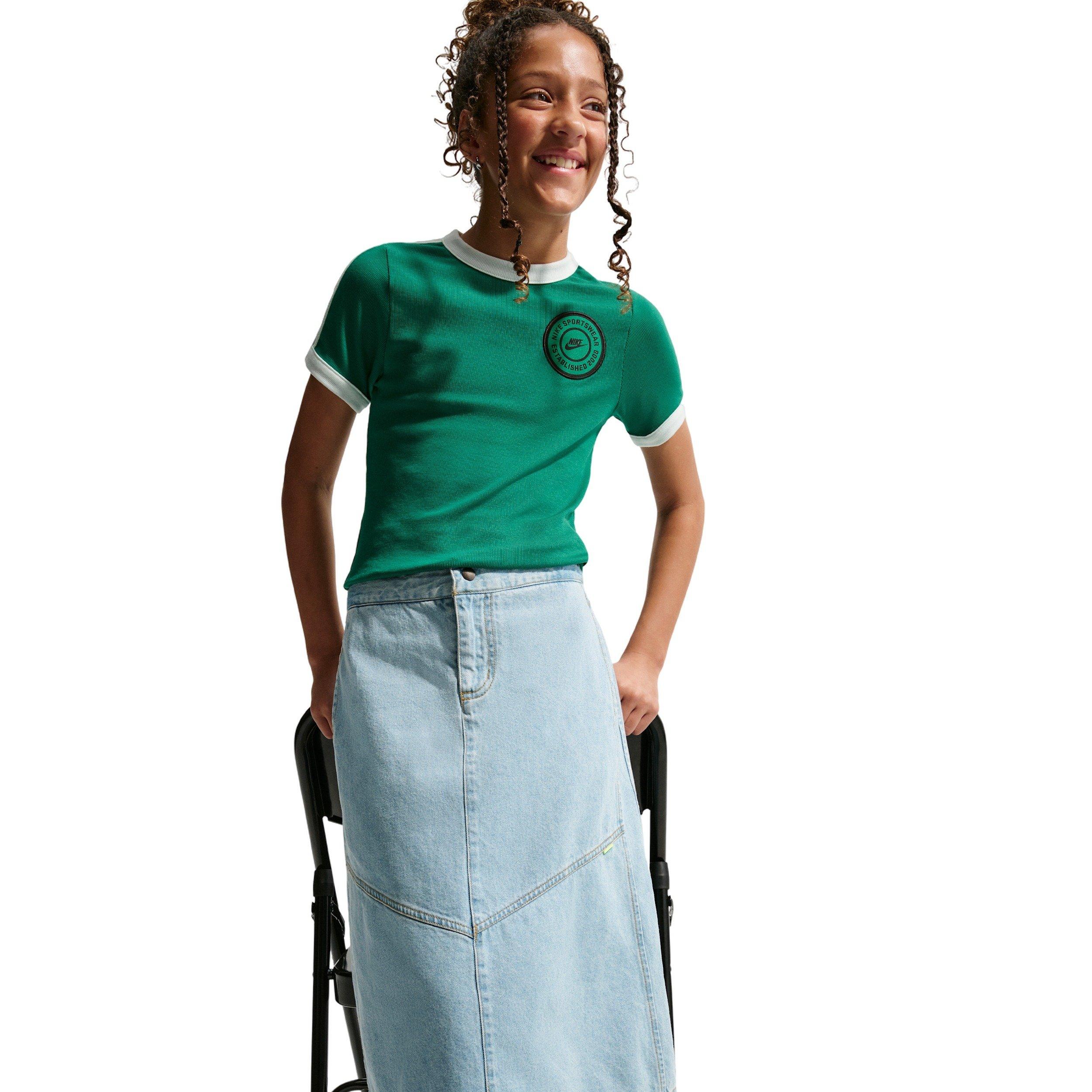 Nike Big Girls' Sportswear Denim Midi Skirt - Lt Blue - LT BLUE Thumbnail View 3