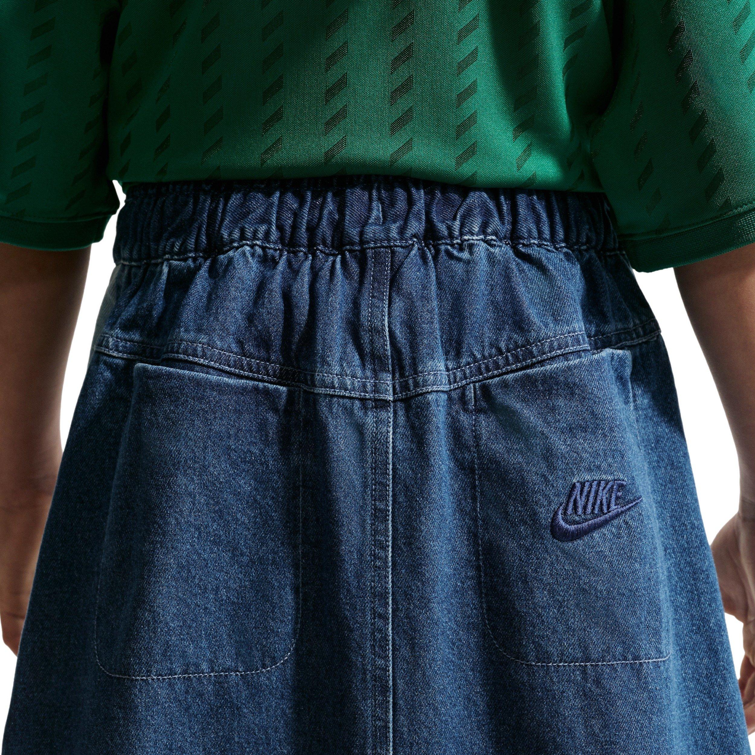 Nike Big Girls' Sportswear Denim Midi Skirt - Navy/Blue - NAVY/BLUE DENIM Thumbnail View 4