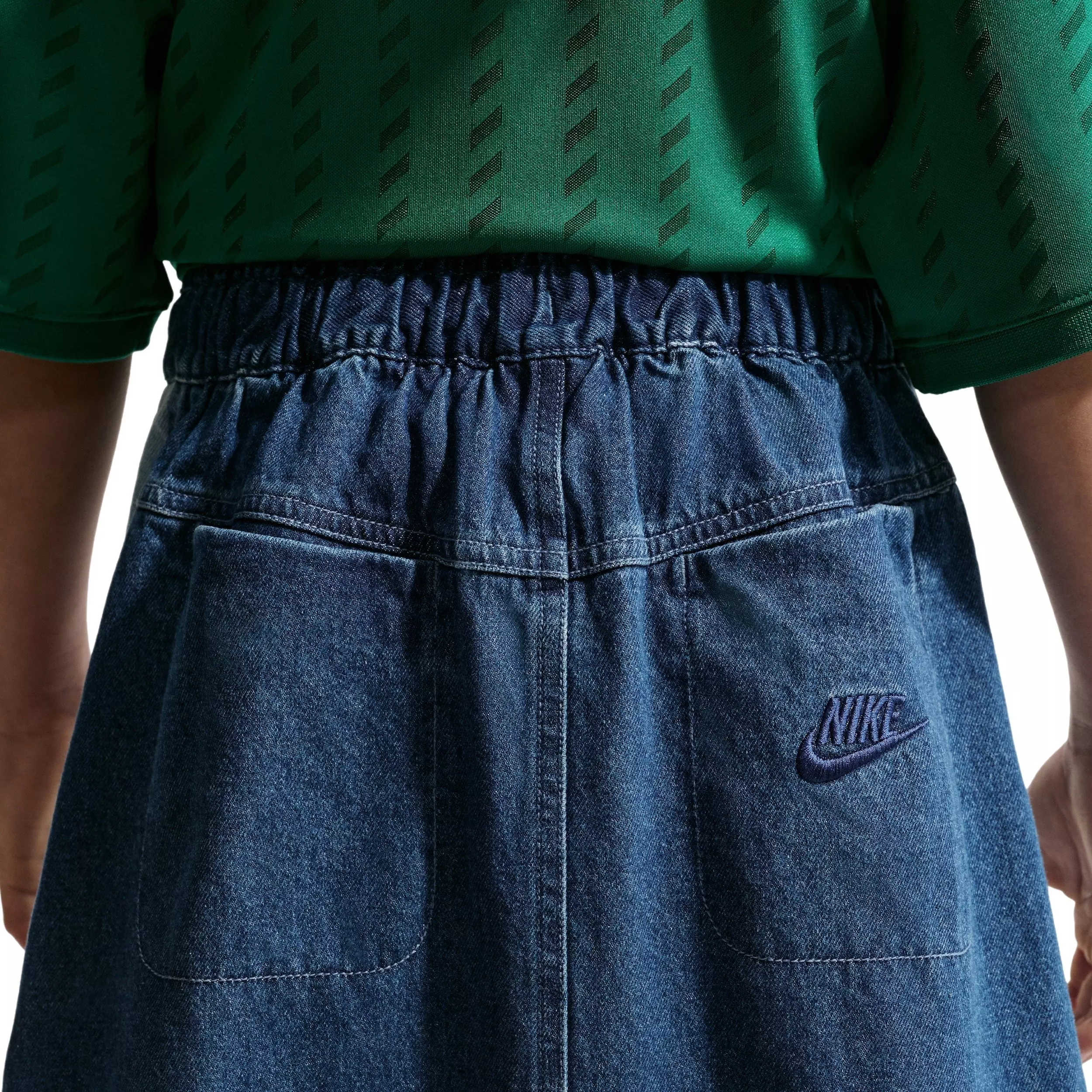 Nike Big Girls' Sportswear Denim Midi Skirt - Navy/Blue - NAVY/BLUE DENIM
