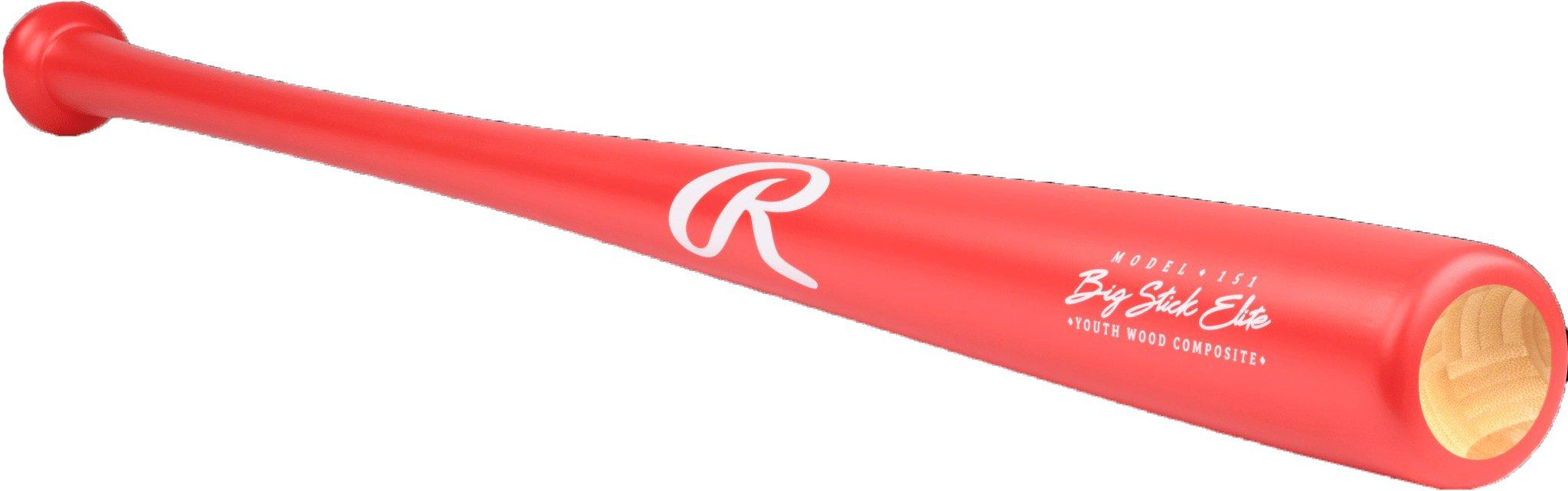 Rawlings Big Stick Elite Youth 151Y Pattern Maple/Bamboo Wood Bat 2024 - RED Thumbnail View 3