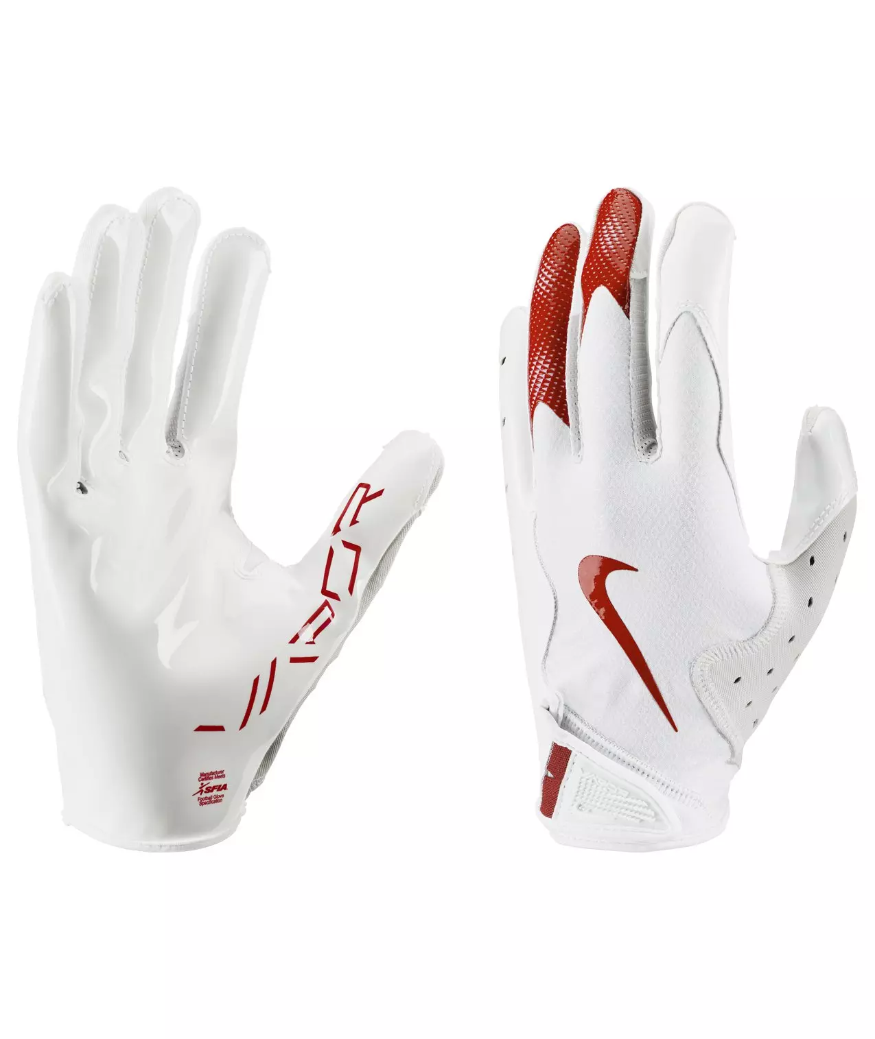 Nike Vapor Jet 8.0 Football Gloves-White/Red - WHITE/RED