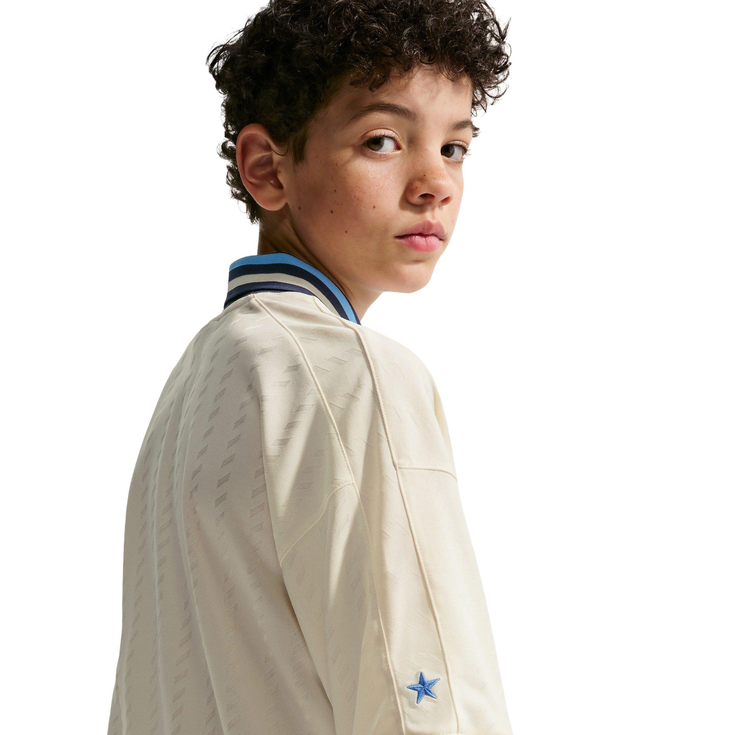 Nike Big Kids' Sportswear Short Sleeve Jersey - Beige/Navy - BEIGE/NAVY Thumbnail View 4