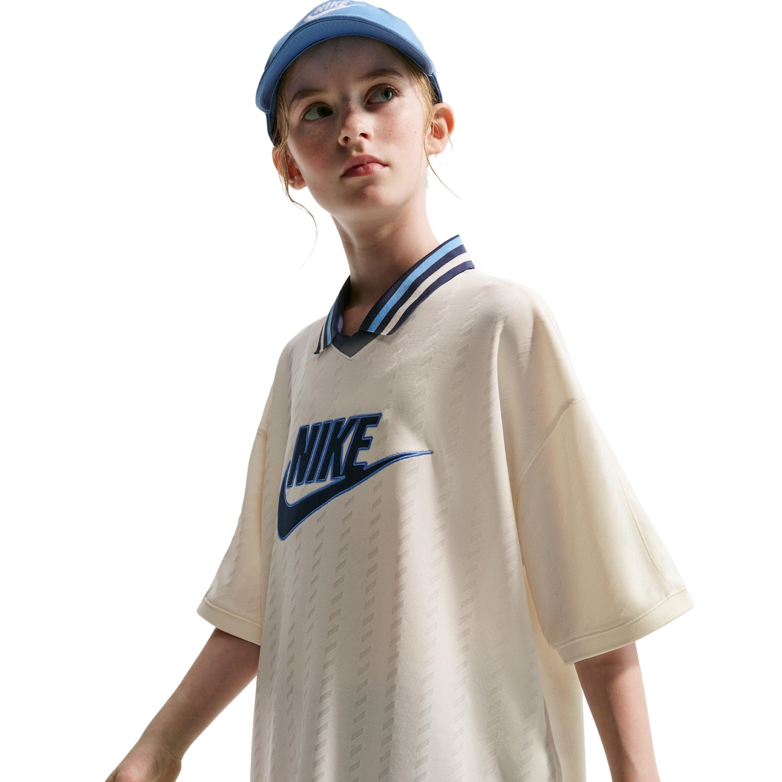 Nike Big Kids' Sportswear Short Sleeve Jersey - Beige/Navy - BEIGE/NAVY Thumbnail View 5