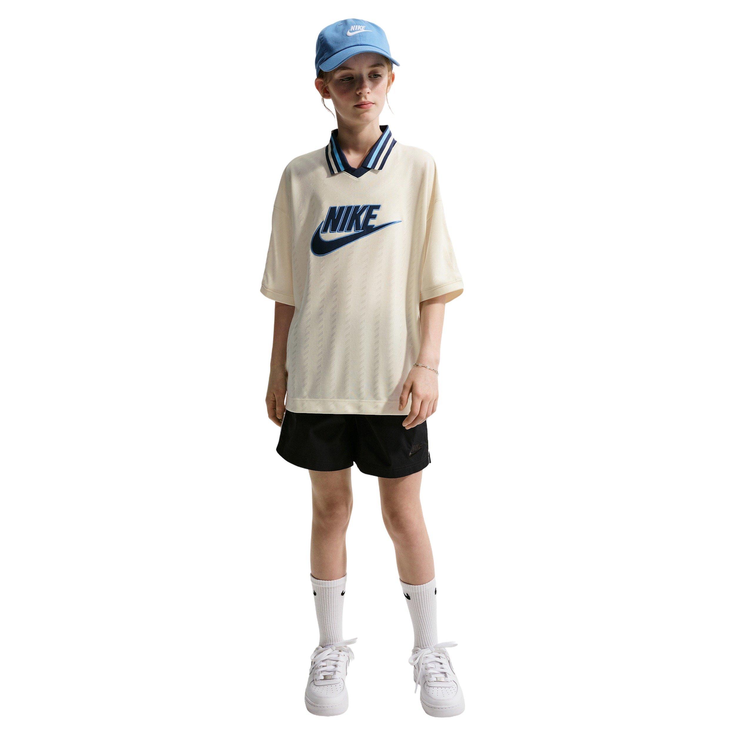 Nike Big Kids' Sportswear Short Sleeve Jersey - Beige/Navy - BEIGE/NAVY Thumbnail View 6