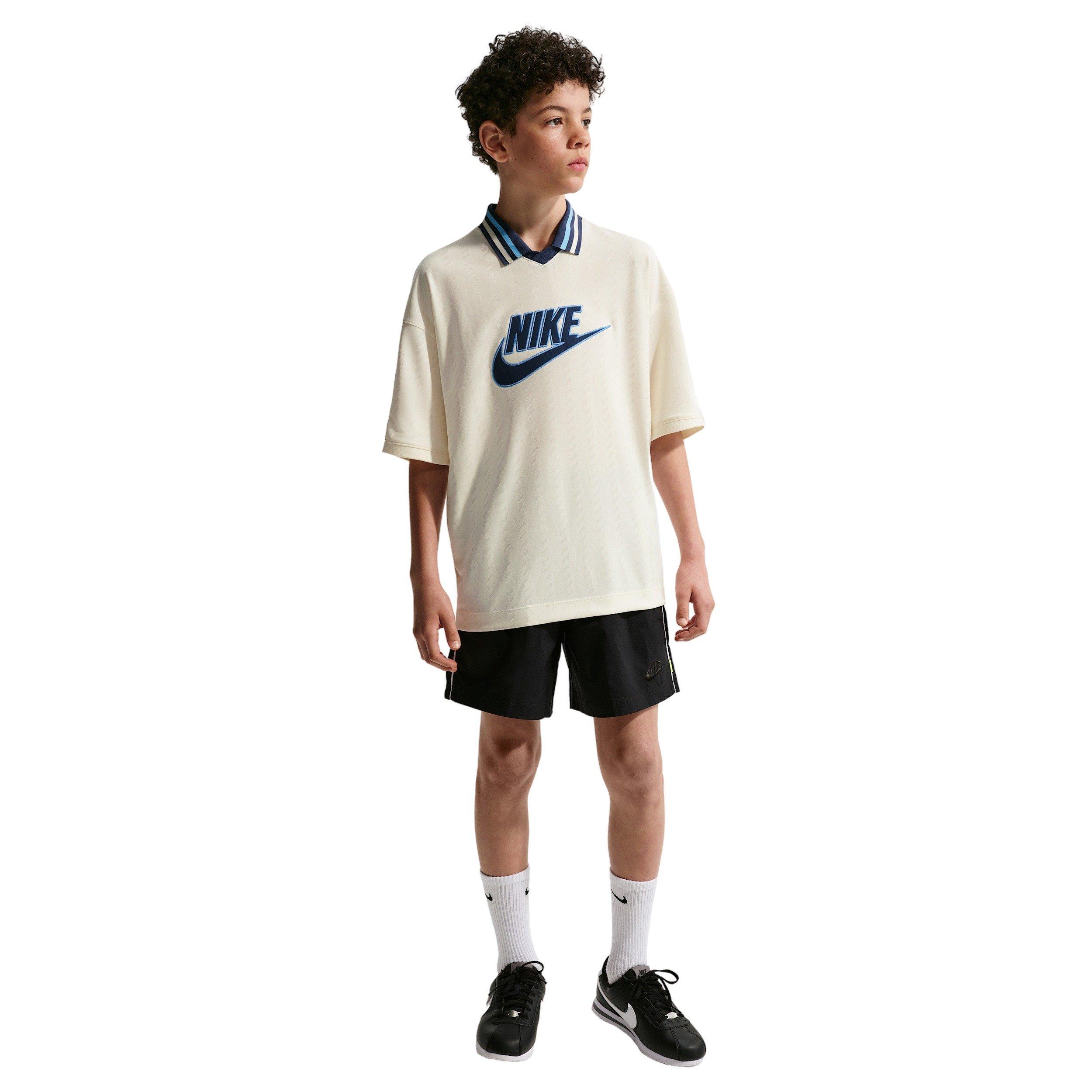 Nike Big Kids' Sportswear Short Sleeve Jersey - Beige/Navy - BEIGE/NAVY Thumbnail View 7