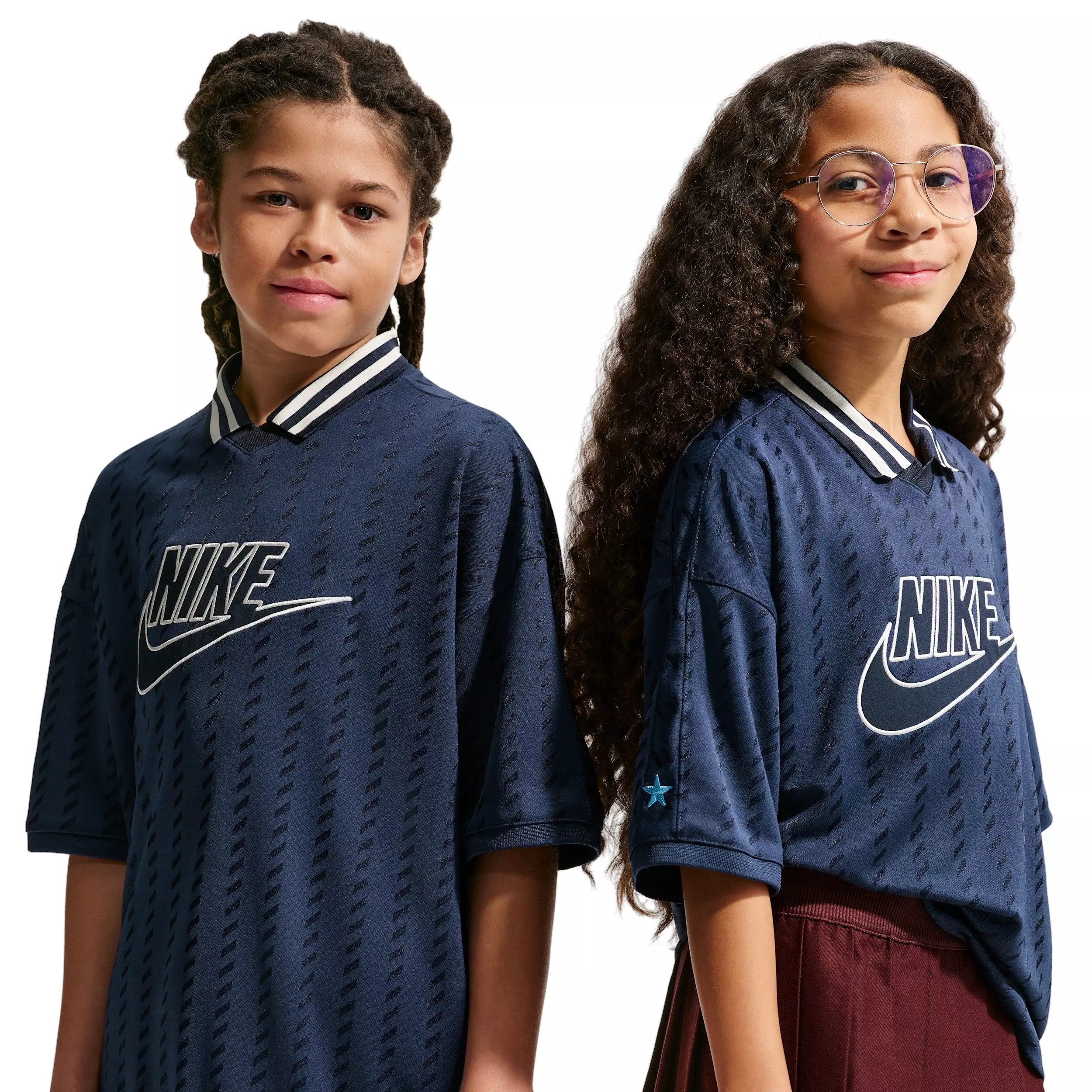 Nike Big Kids' Sportswear Short Sleeve Jersey - Navy/White - NAVY/WHTIE
