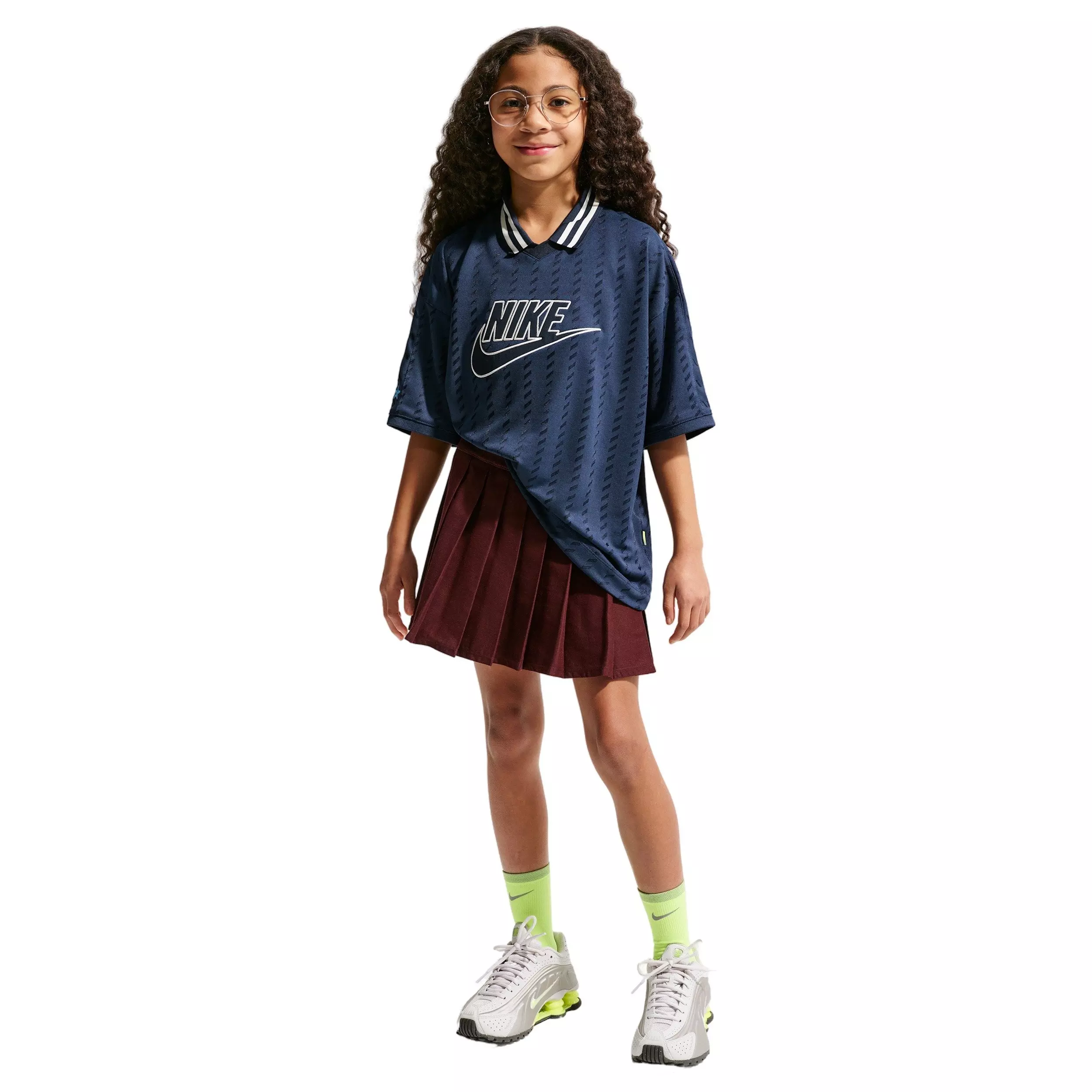 Nike Big Kids' Sportswear Short Sleeve Jersey - Navy/White - NAVY/WHTIE