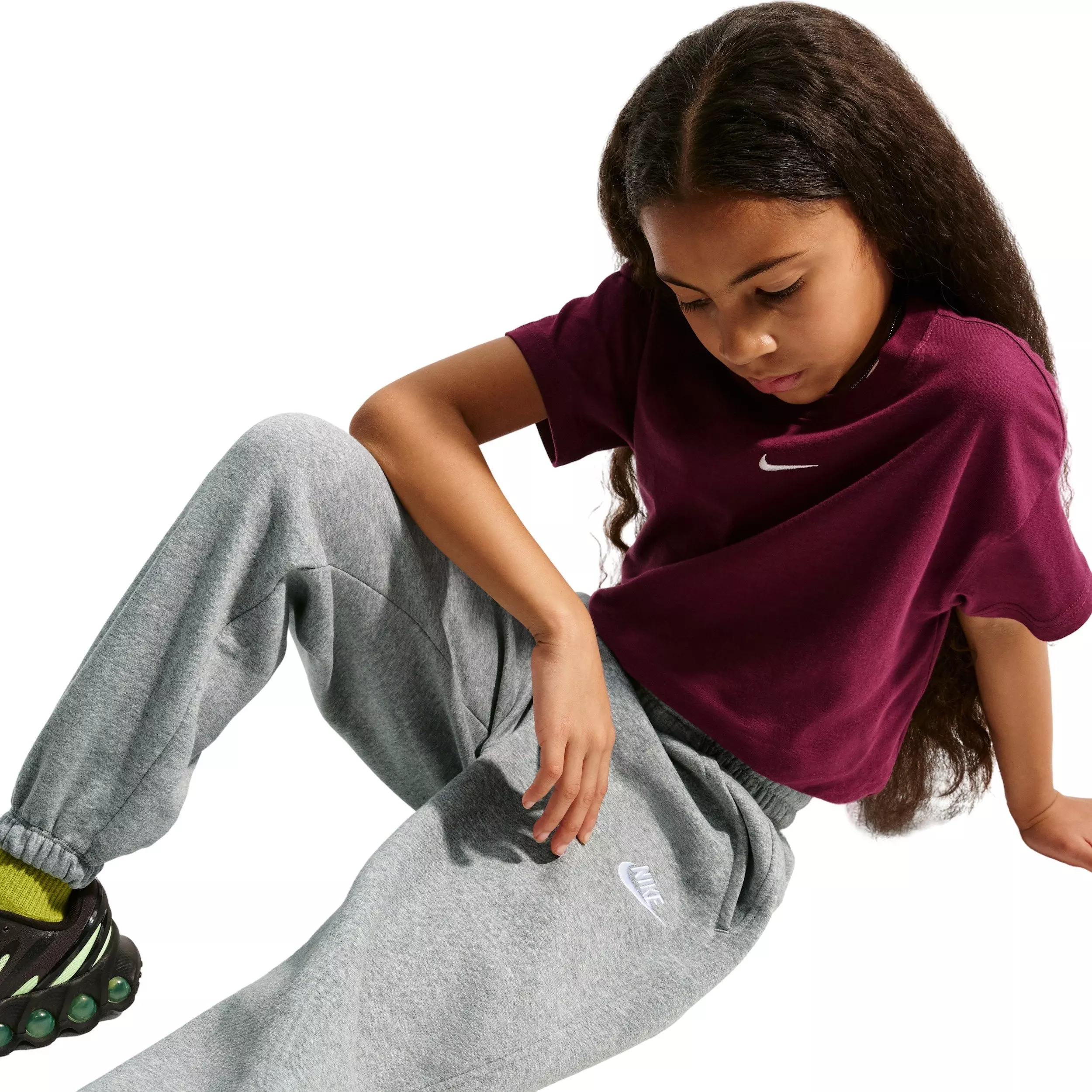 Nike Big Kids' Sportswear Club Fleece Loose Sweatpants - Grey - GREY