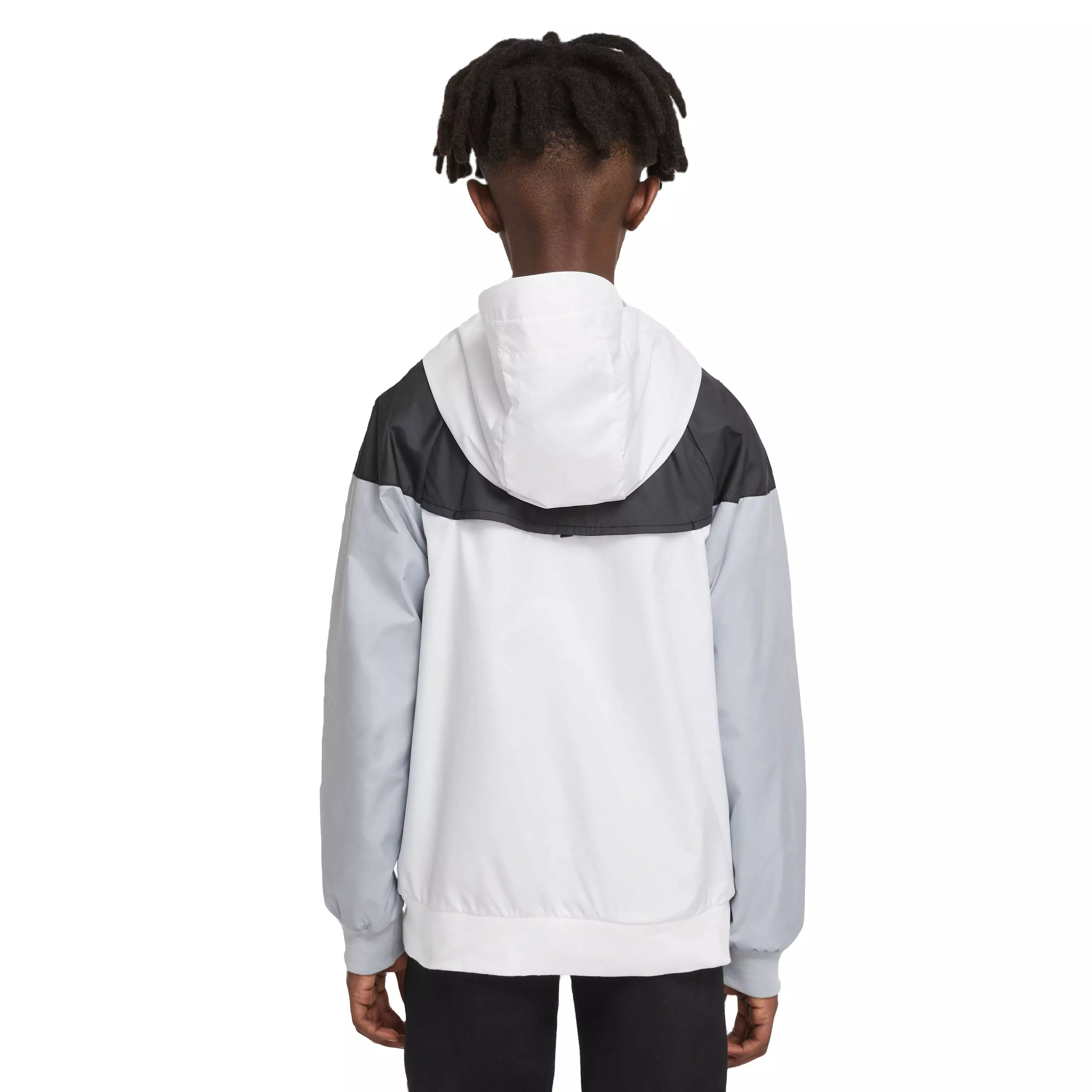Nike Big Boys' Sportswear Windrunner Jacket-White/Black/Grey - WHITE/BLACK/GREY