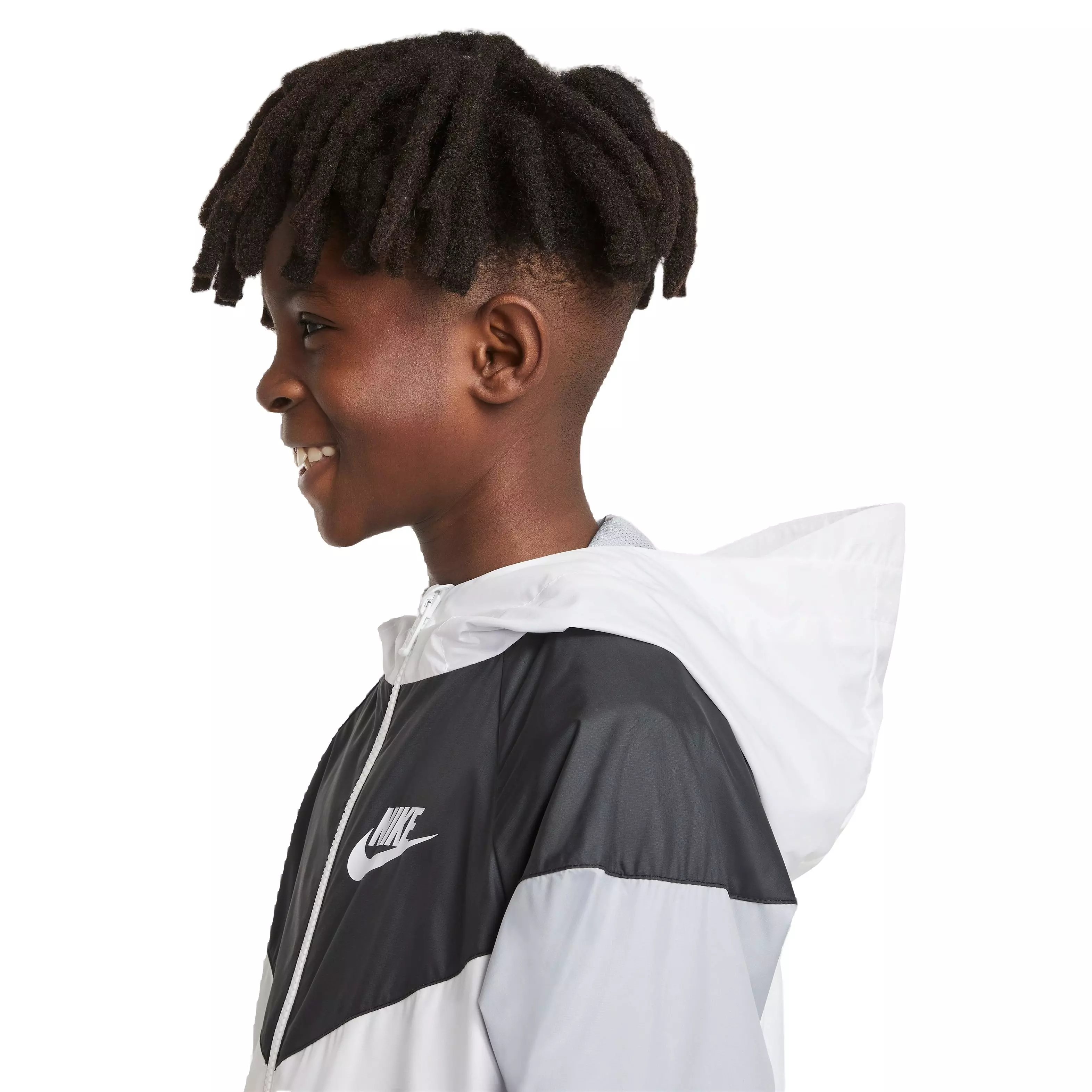 Nike Big Boys' Sportswear Windrunner Jacket-White/Black/Grey - WHITE/BLACK/GREY