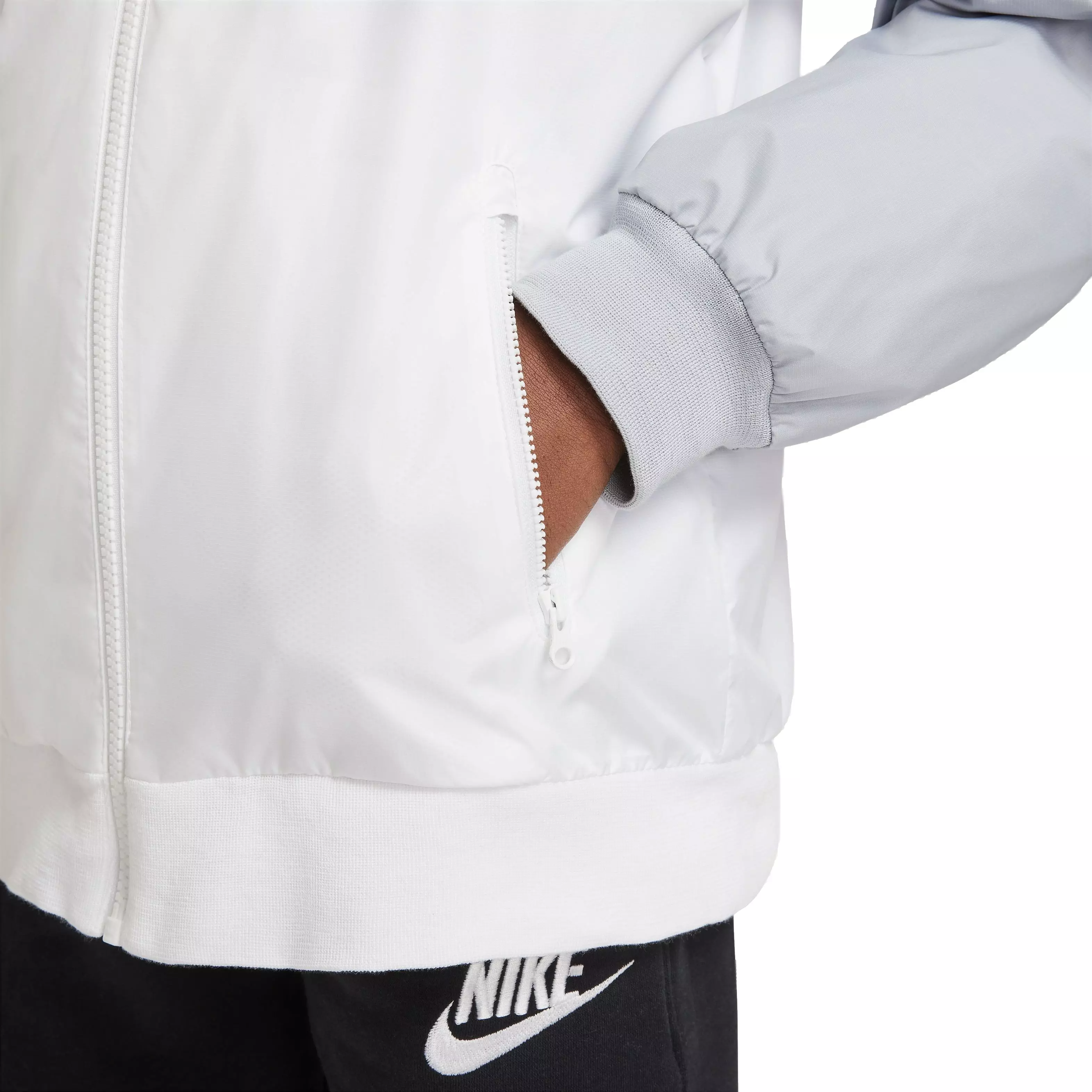 Nike Big Boys' Sportswear Windrunner Jacket-White/Black/Grey - WHITE/BLACK/GREY