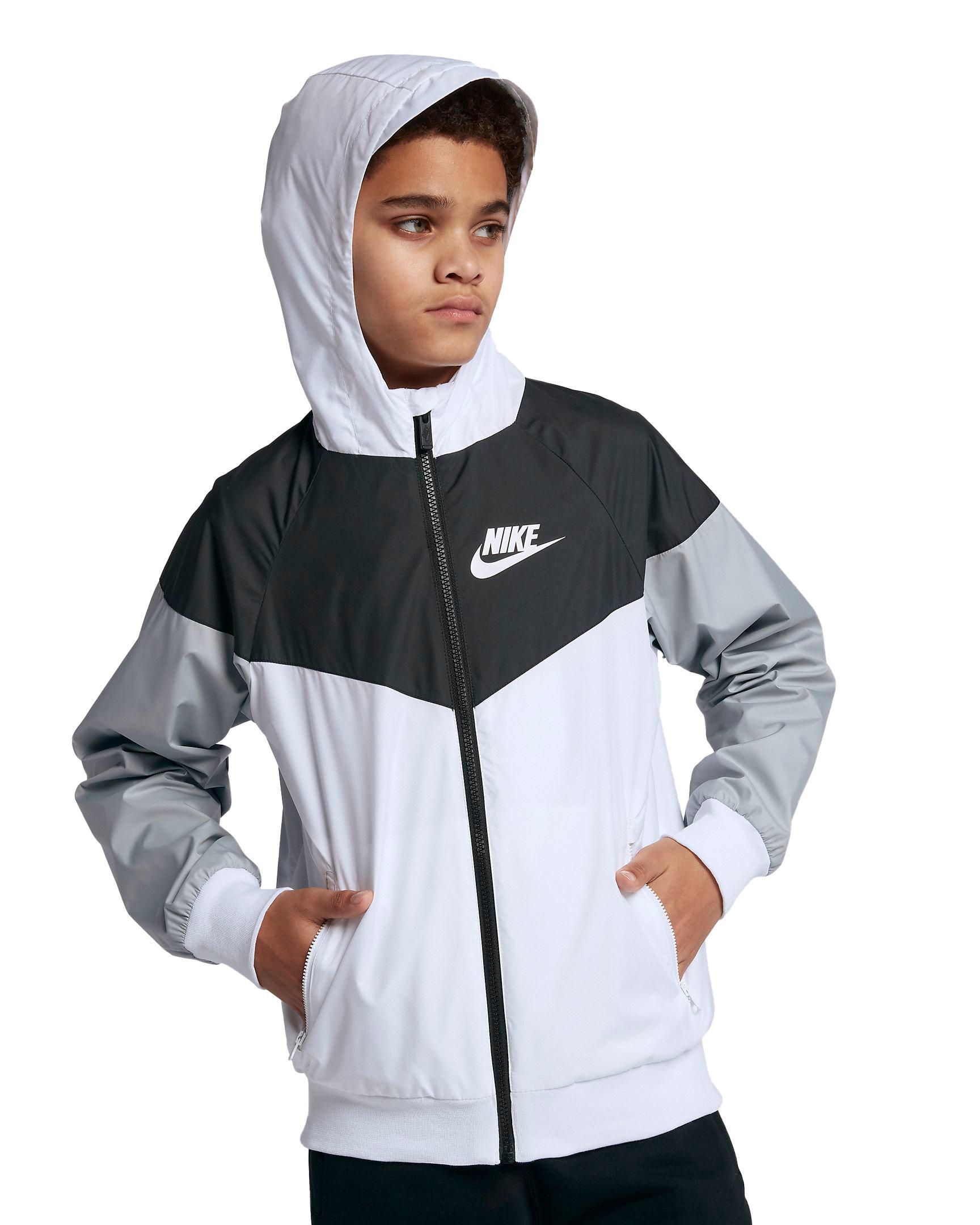 Nike Sportswear Windrunner Big Boys' White/Black/Grey Jacket