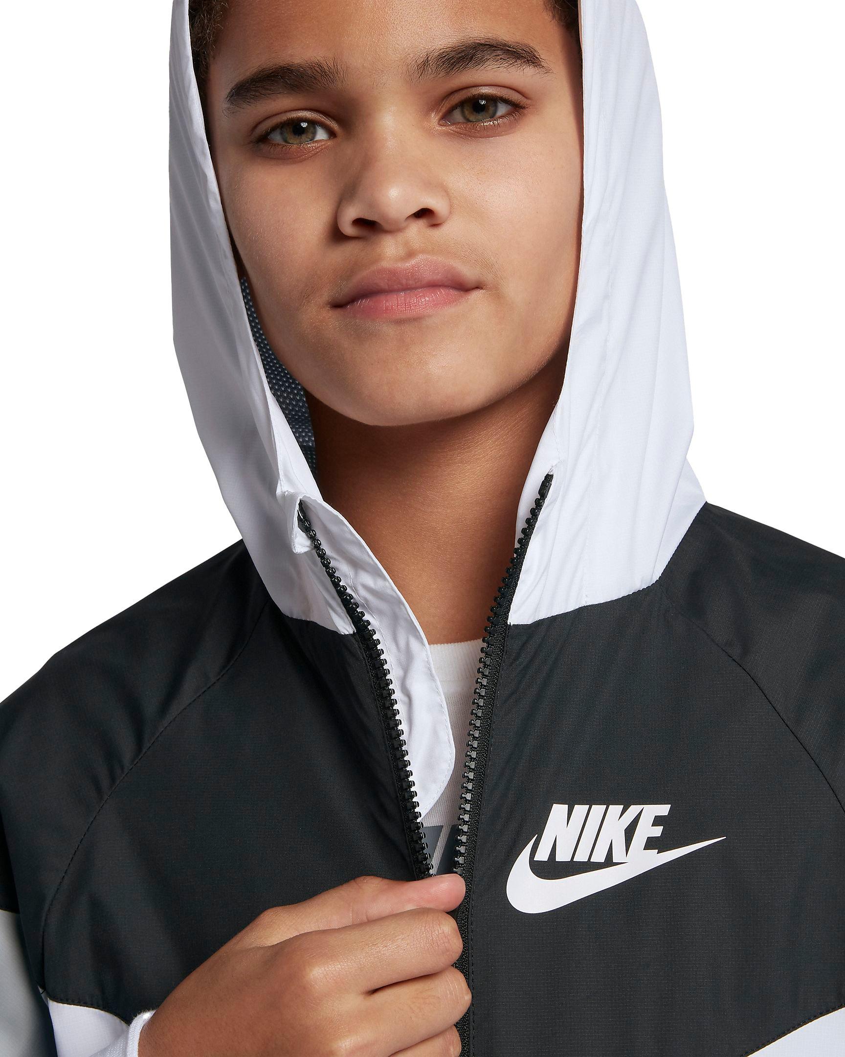 Nike Sportswear Windrunner Big Boys' White/Black/Grey Jacket