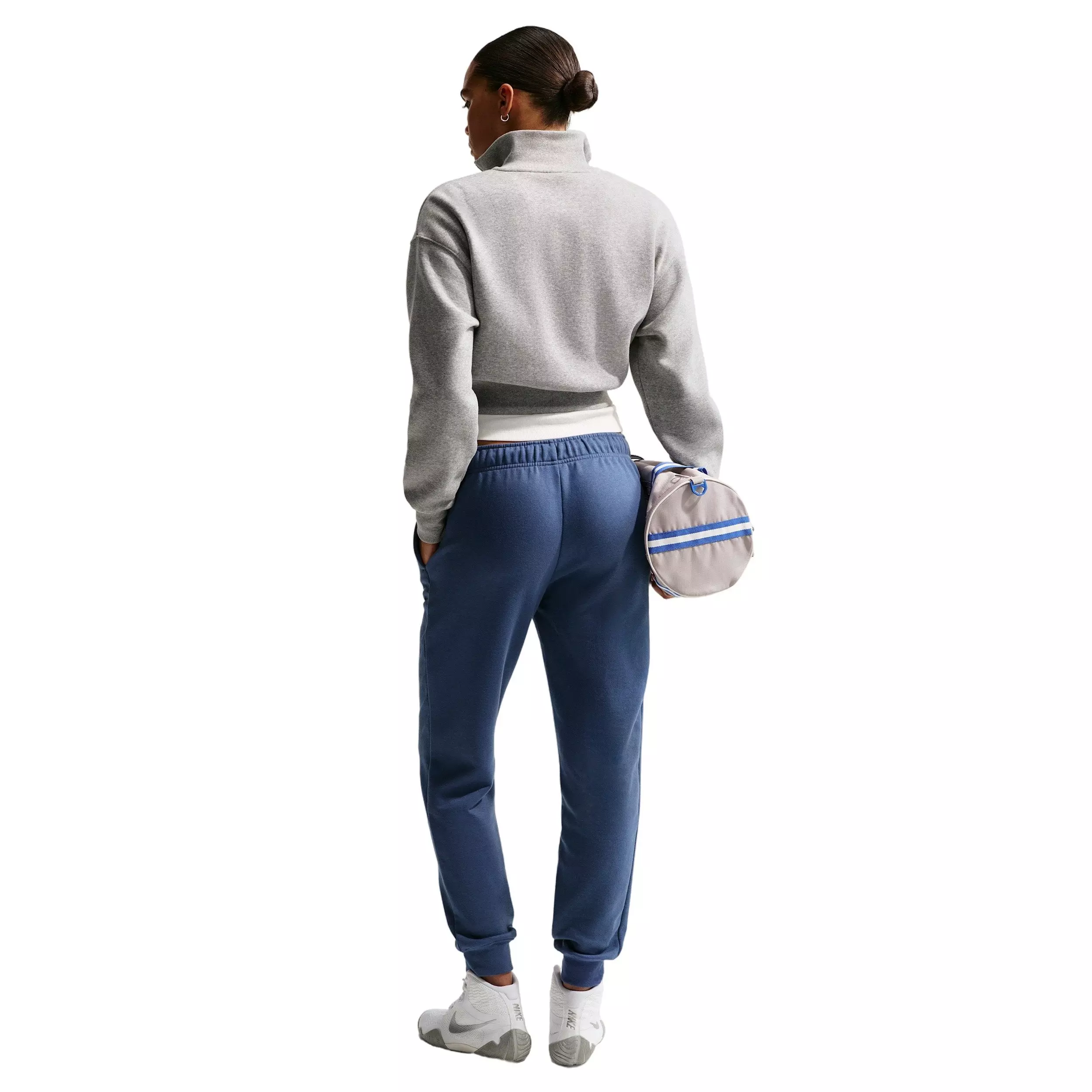 Nike Women's Sportswear Club Fleece Mid-Rise Joggers - Navy/White - NAVY/WHITE