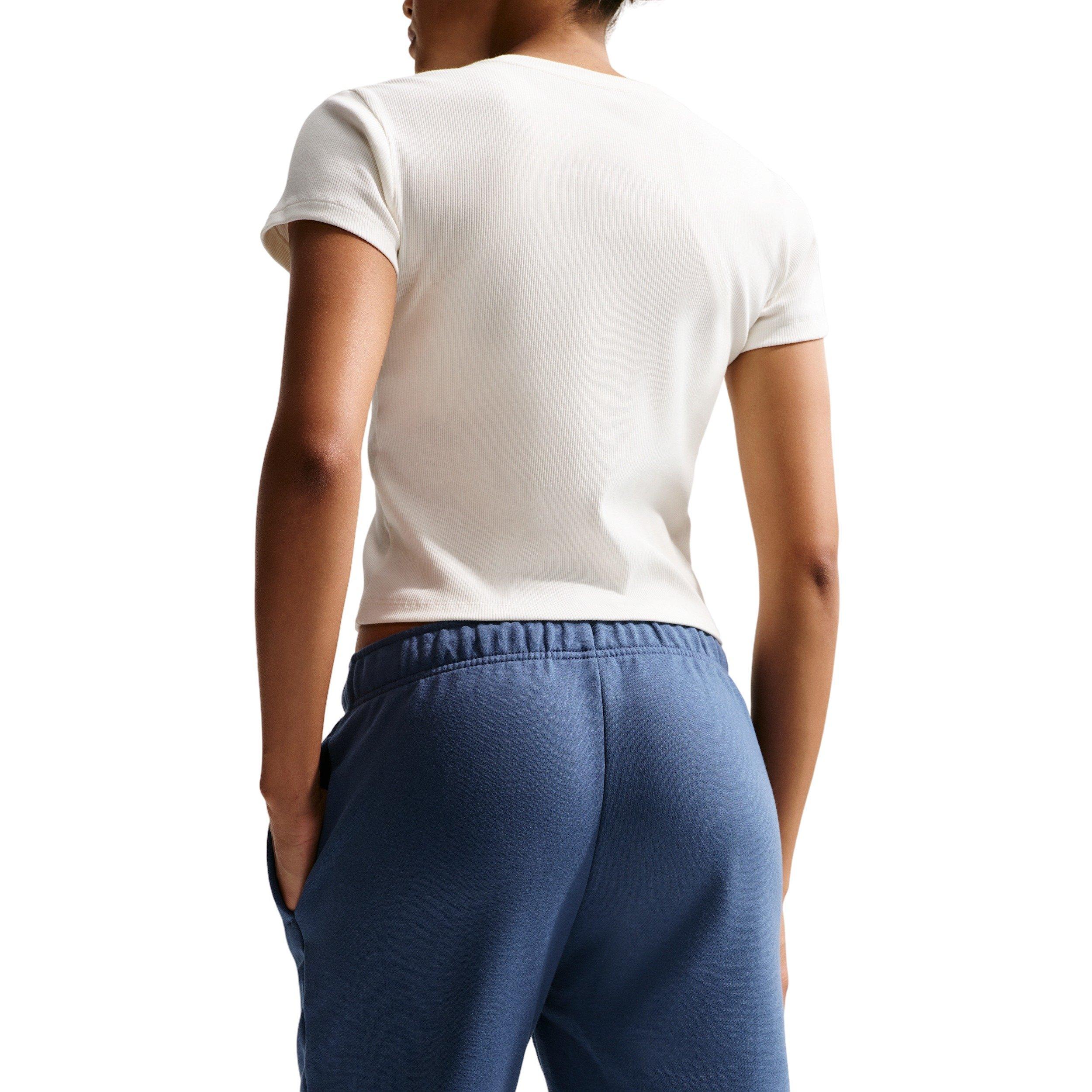 Nike Women's Sportswear Club Fleece Mid-Rise Joggers - Navy/White - NAVY/WHITE Thumbnail View 4