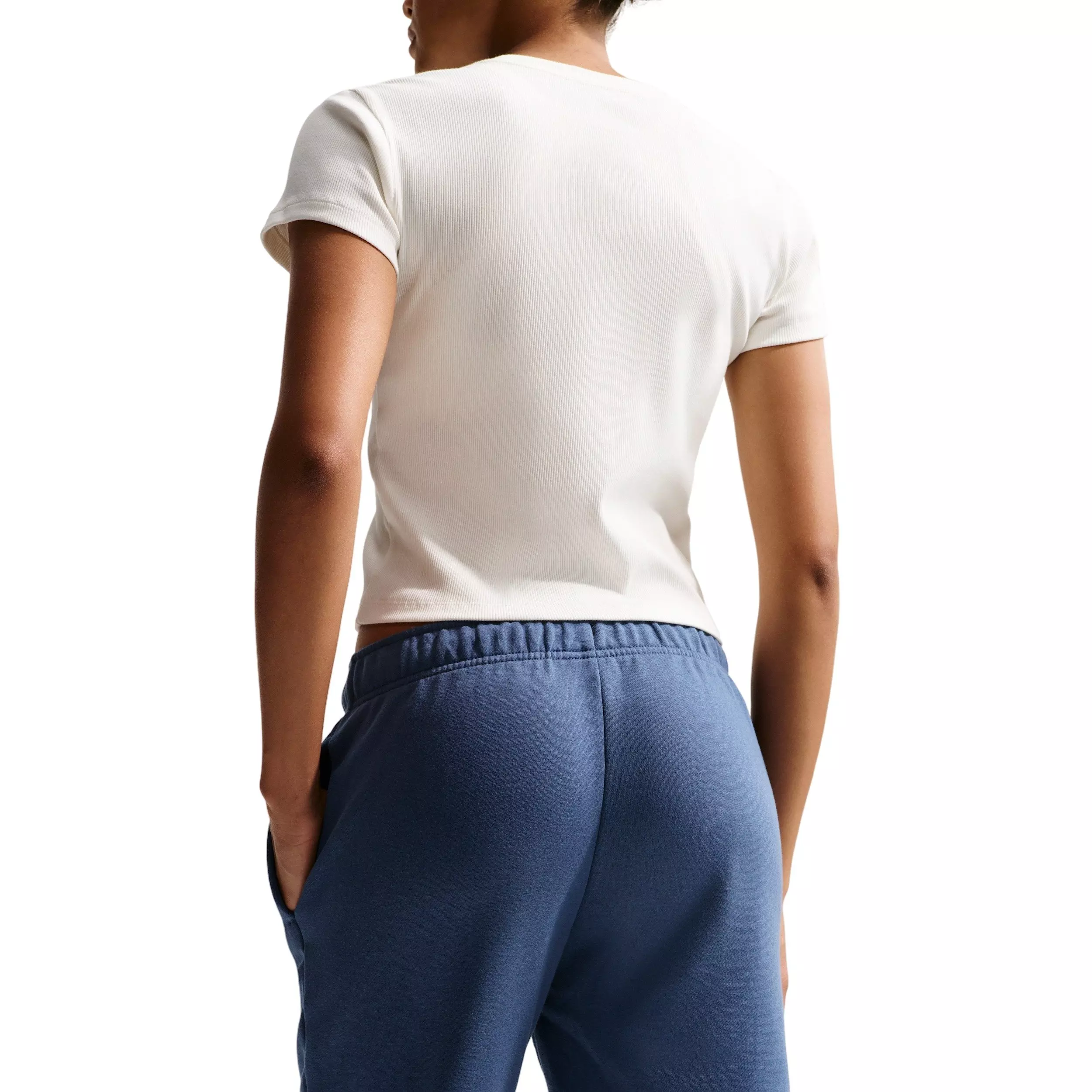 Nike Women's Sportswear Club Fleece Mid-Rise Joggers - Navy/White - NAVY/WHITE