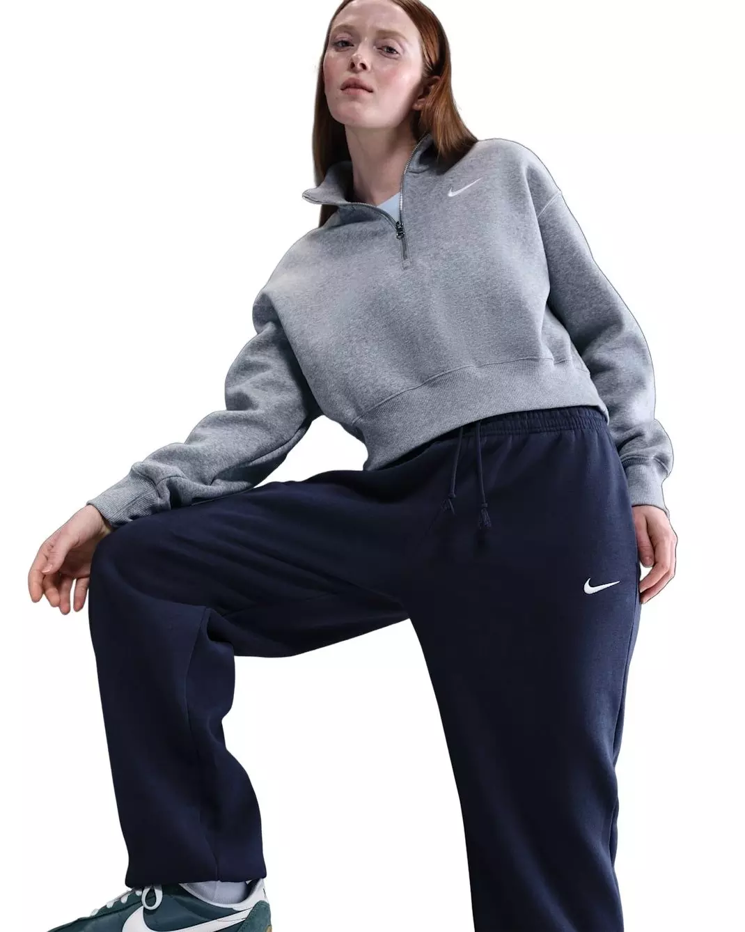 Nike Women's Sportswear Phoenix Fleece High-Waisted Oversized Sweatpants - NAVY