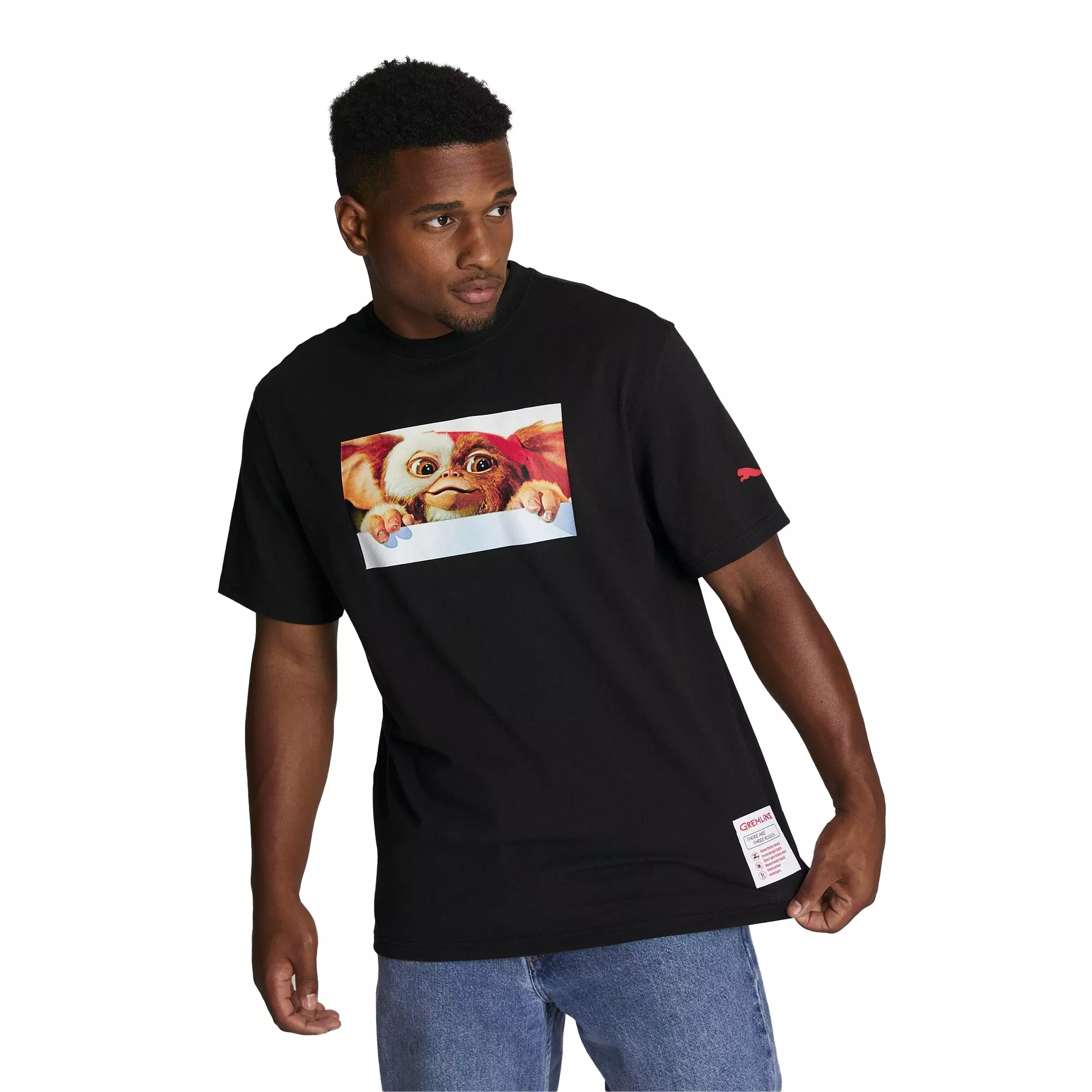PUMA Men's PUMA HOOPS x GREMLINS Tee II Shirt-Black - BLACK