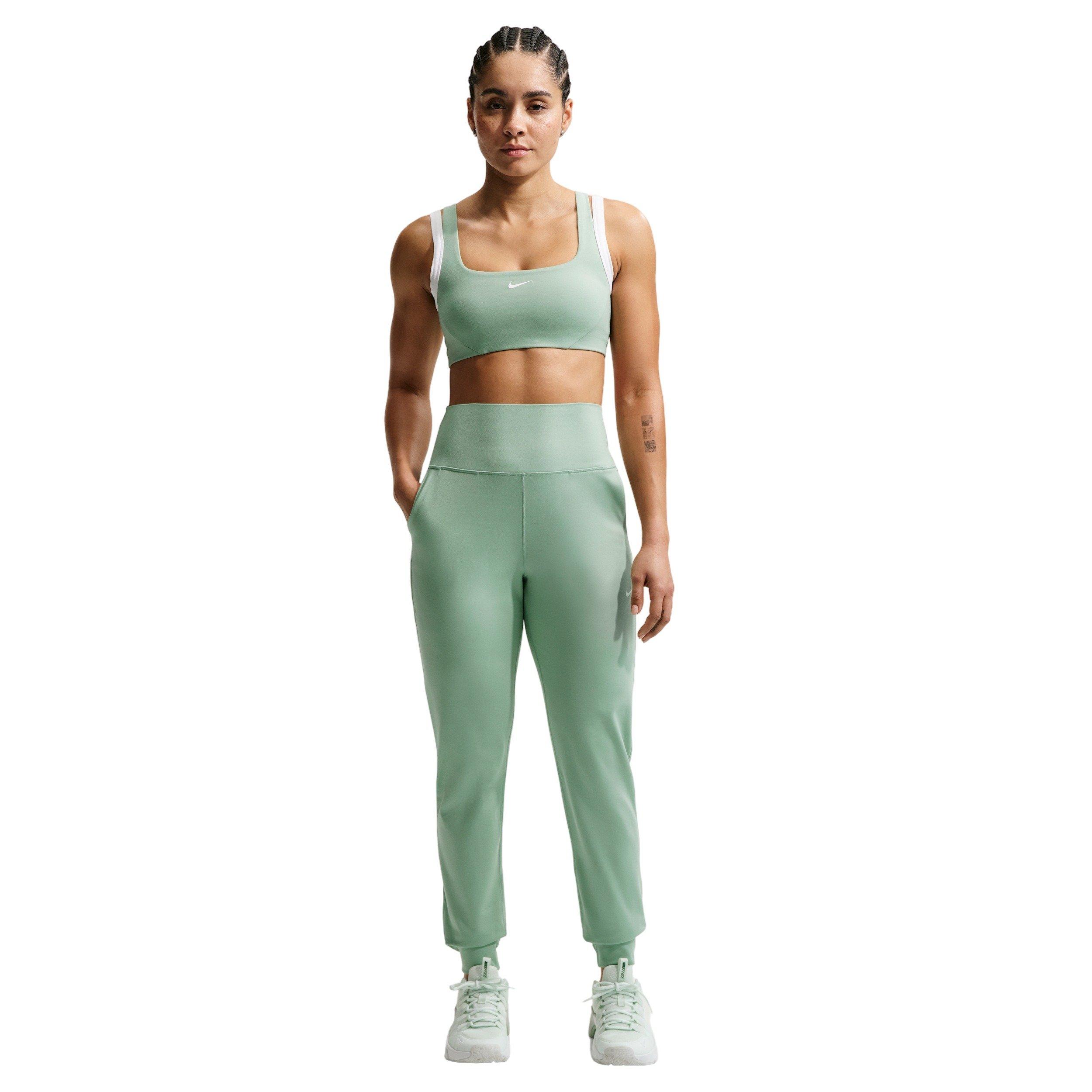 Nike Women's One High-Waisted Full-Length Knit Joggers - Green/White - GREEN/WHITE Thumbnail View 1