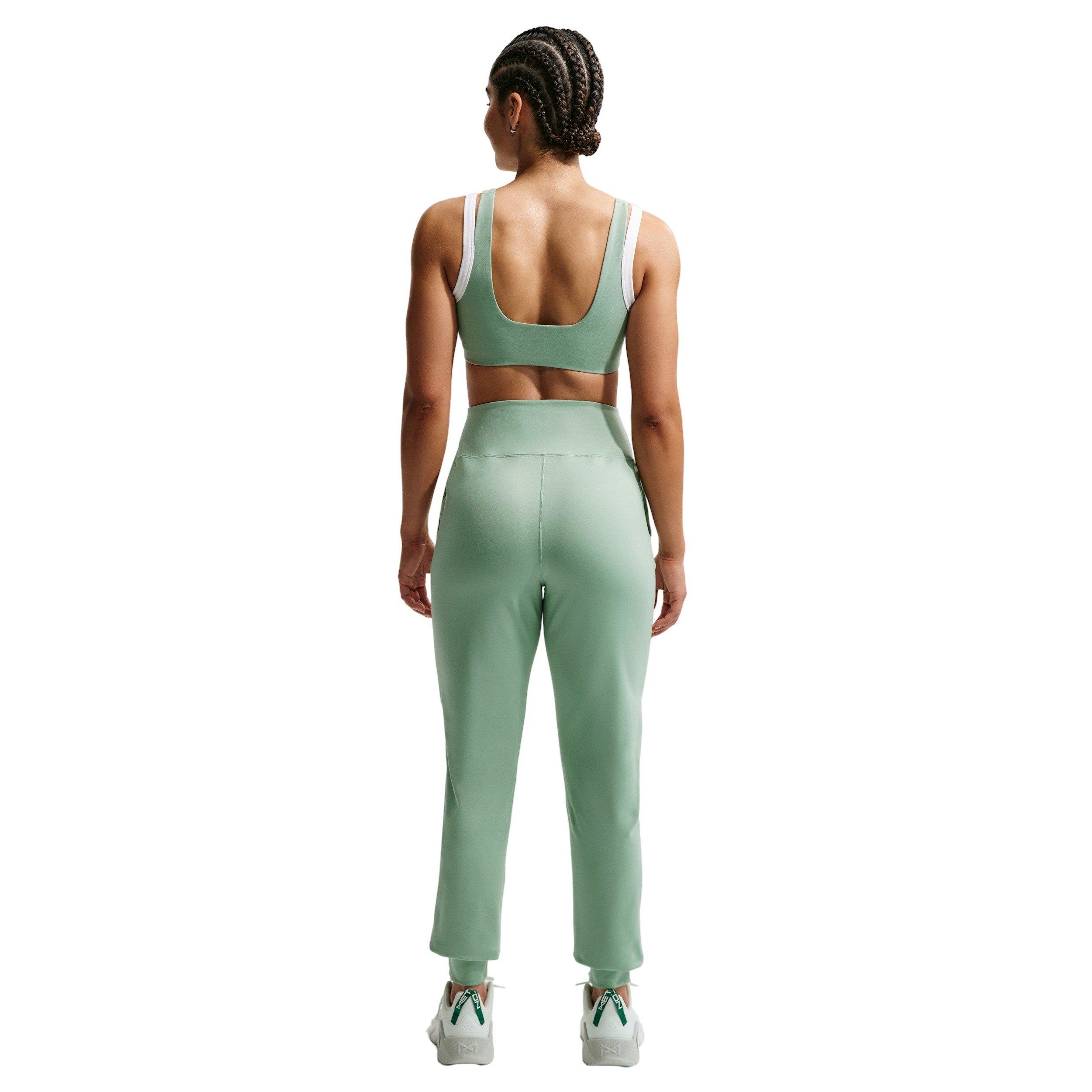 Nike Women's One High-Waisted Full-Length Knit Joggers - Green/White - GREEN/WHITE Thumbnail View 2