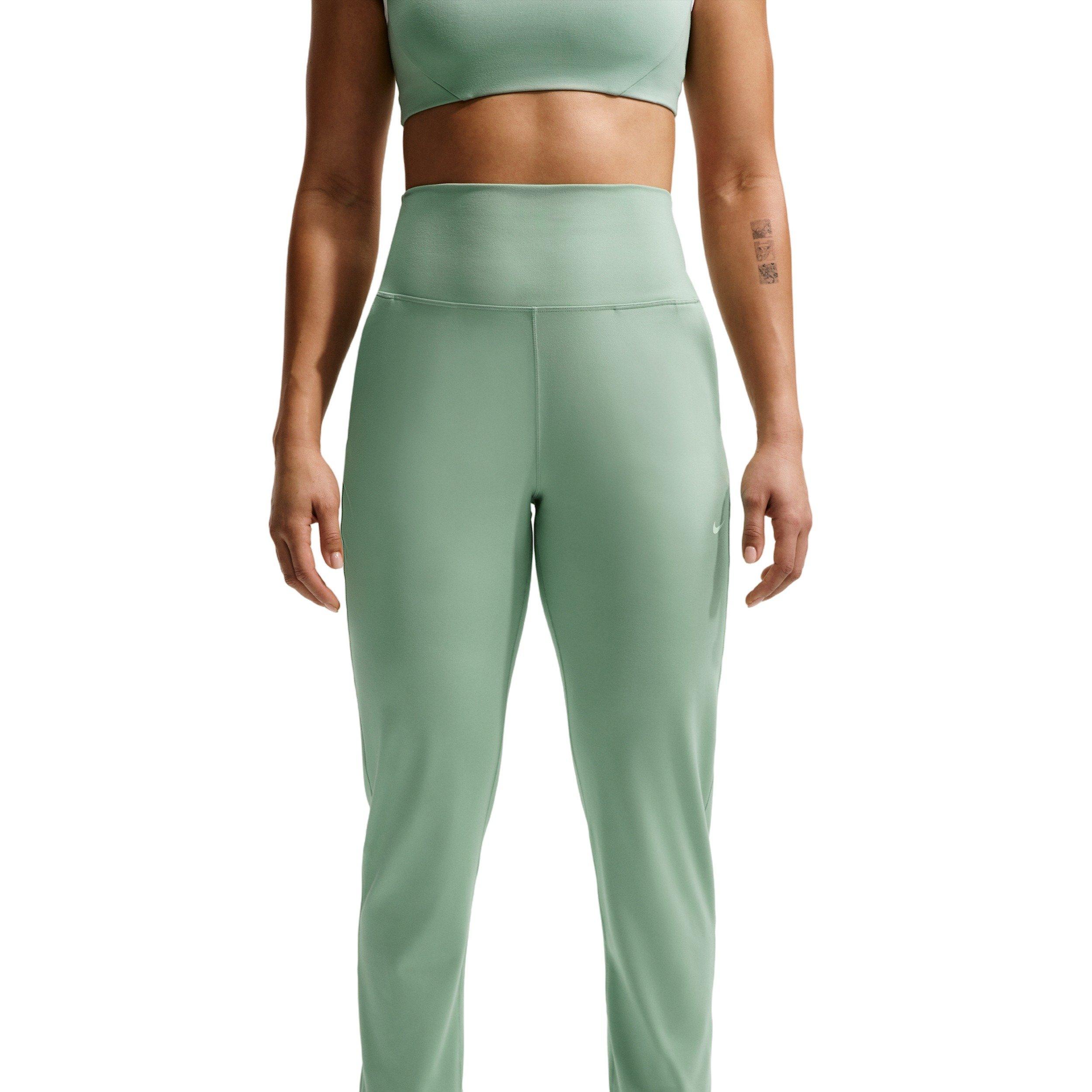 Nike Women's One High-Waisted Full-Length Knit Joggers - Green/White - GREEN/WHITE Thumbnail View 3