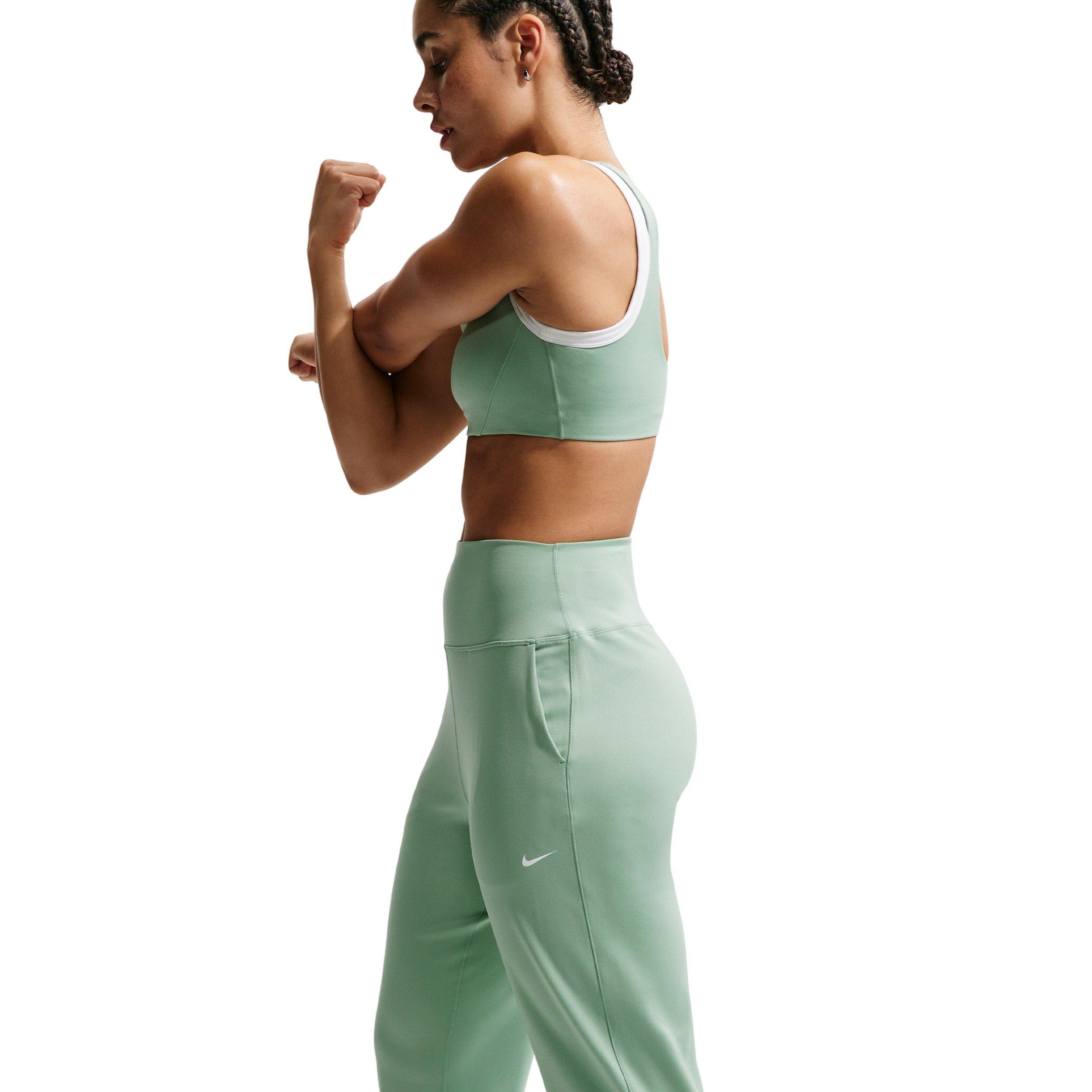 Nike Women's One High-Waisted Full-Length Knit Joggers - Green/White - GREEN/WHITE Thumbnail View 5