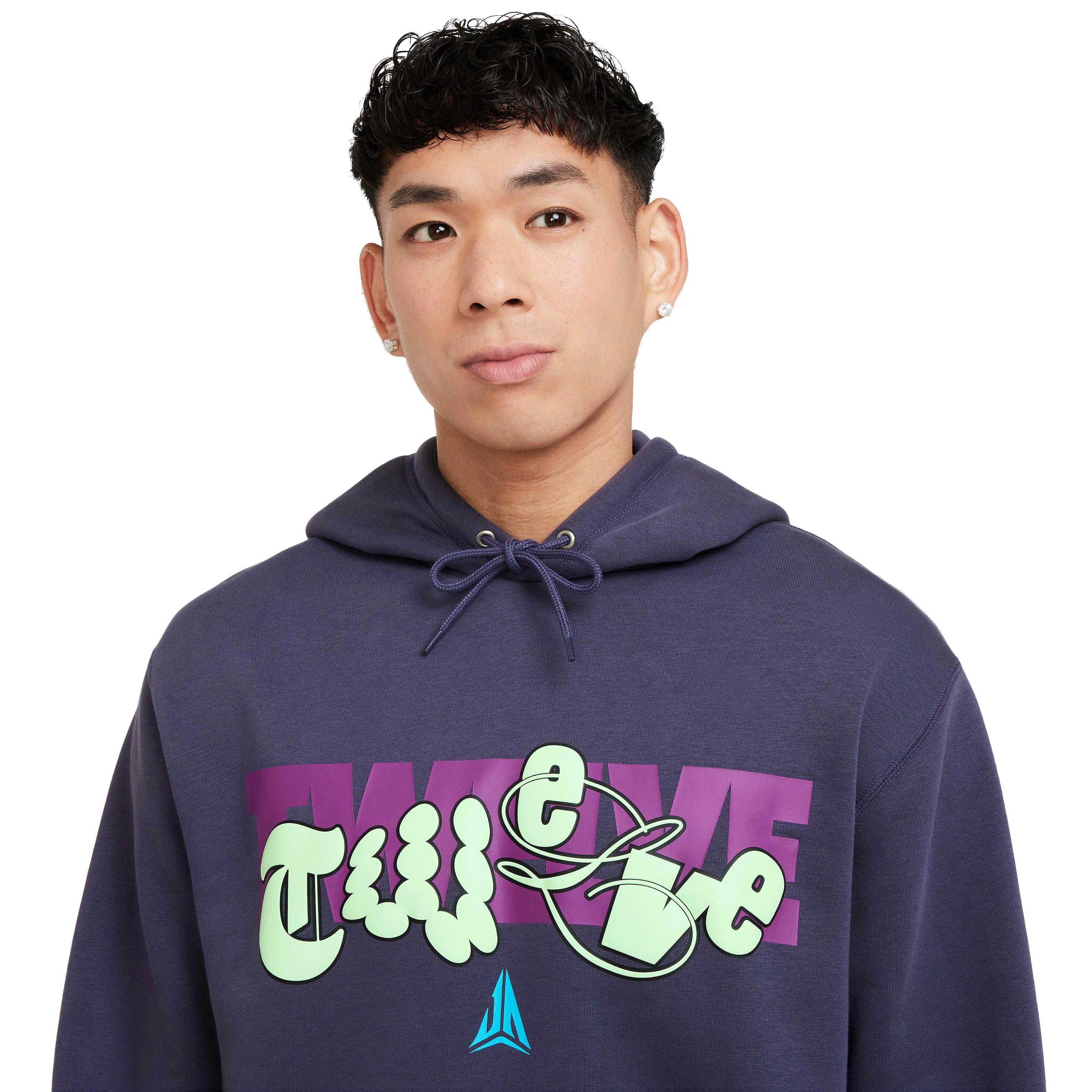 Nike Men's Ja Fleece Basketball Hoodie - PURPLE Thumbnail View 3