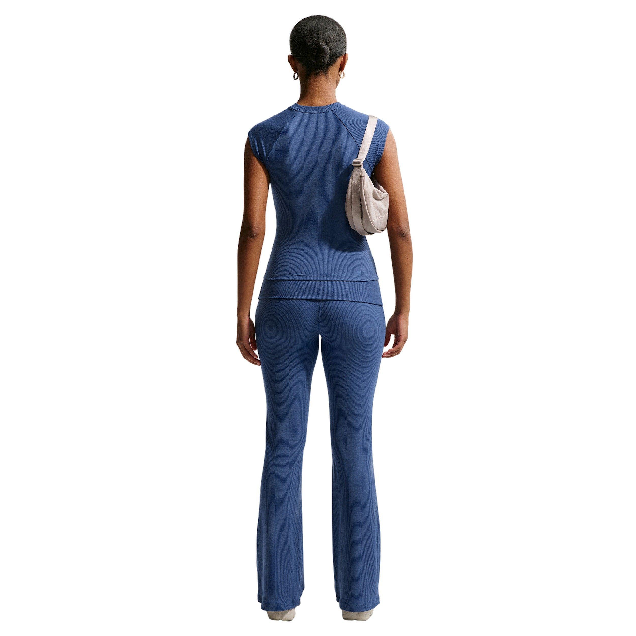 Nike Women's Sportswear Chill Knit Mid-Rise Tight Ribbed Pants - Navy - NAVY Thumbnail View 2