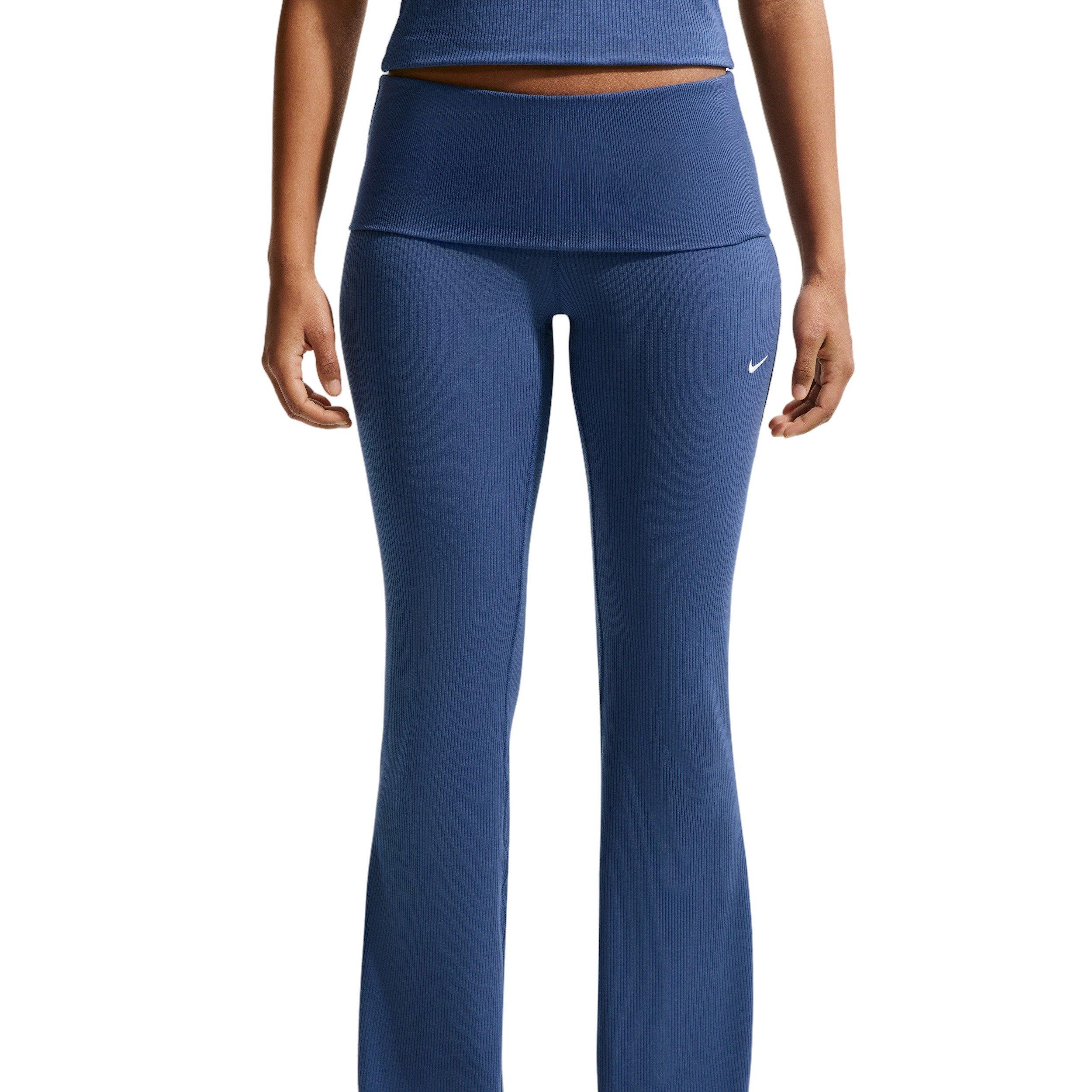 Nike Women's Sportswear Chill Knit Mid-Rise Tight Ribbed Pants - Navy - NAVY Thumbnail View 3