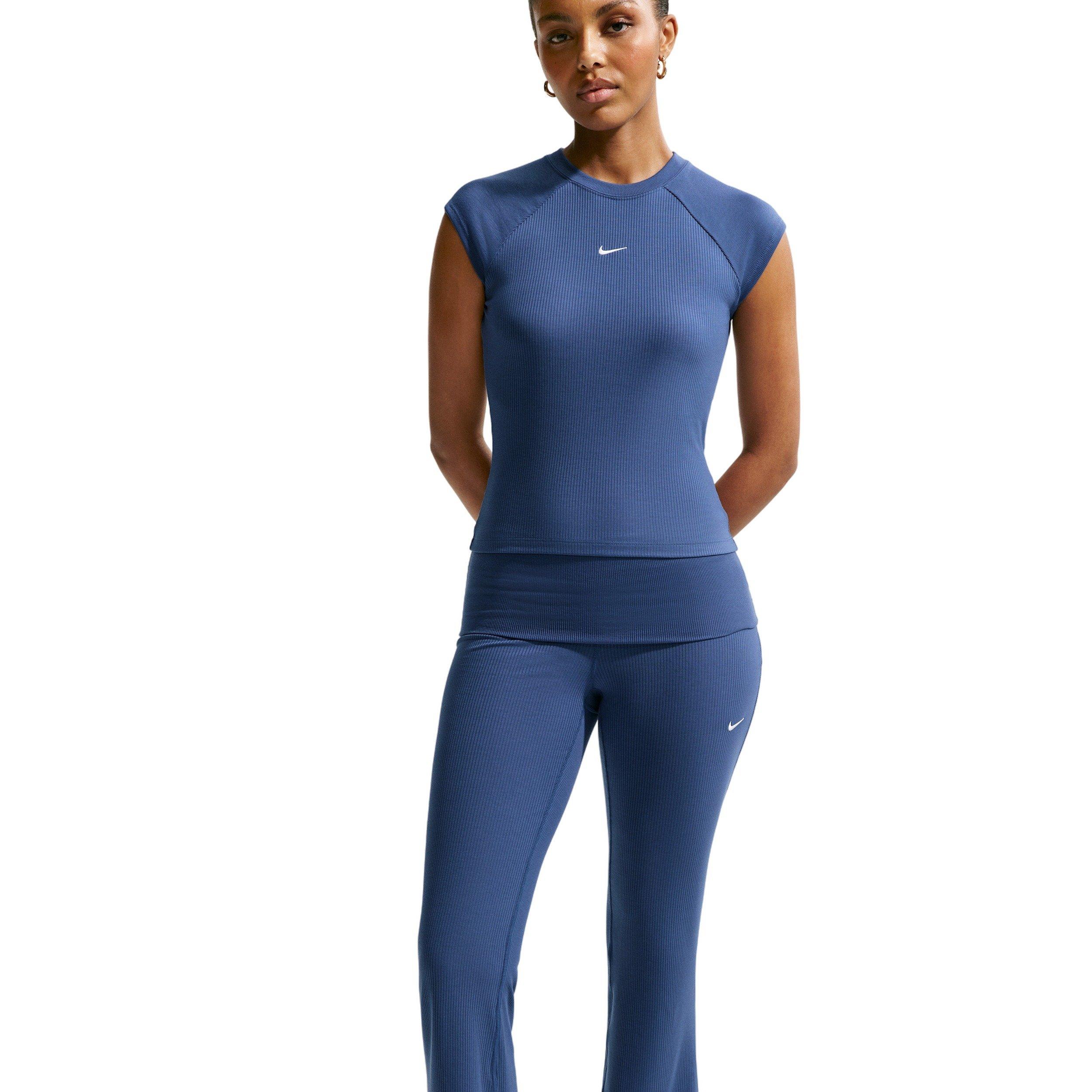 Nike Women's Sportswear Chill Knit Mid-Rise Tight Ribbed Pants - Navy - NAVY Thumbnail View 5