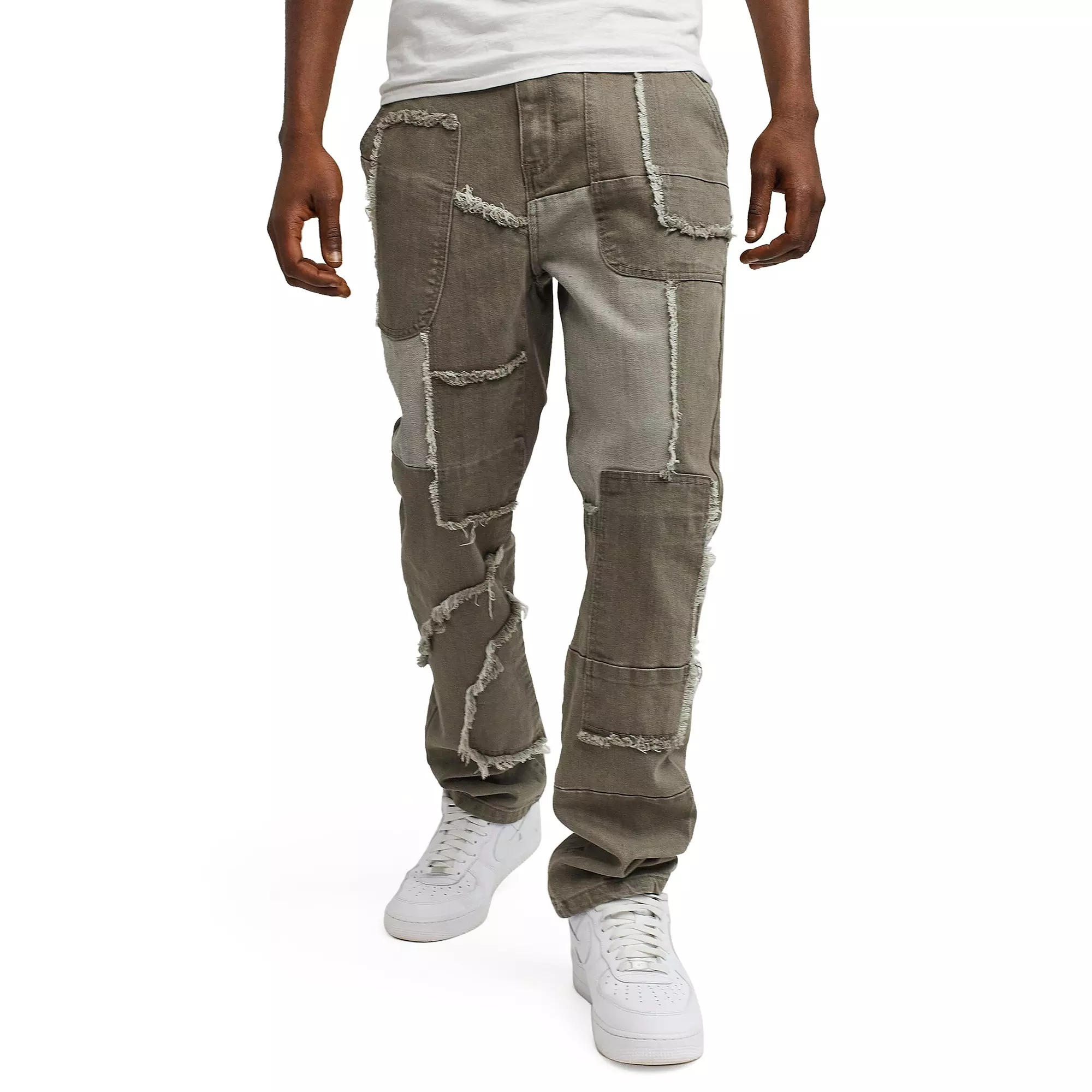 Reason Men's Hughes Patchwork Skinny Fit Black Wash Jeans - BLACK